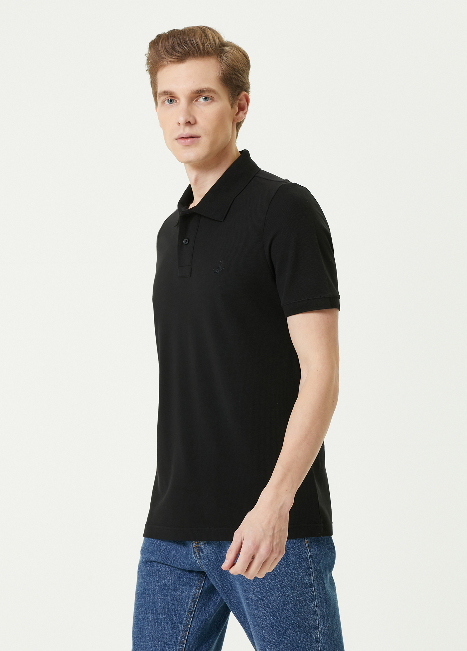 Comfort Fit Siyah Polo Yaka T-shirt_1