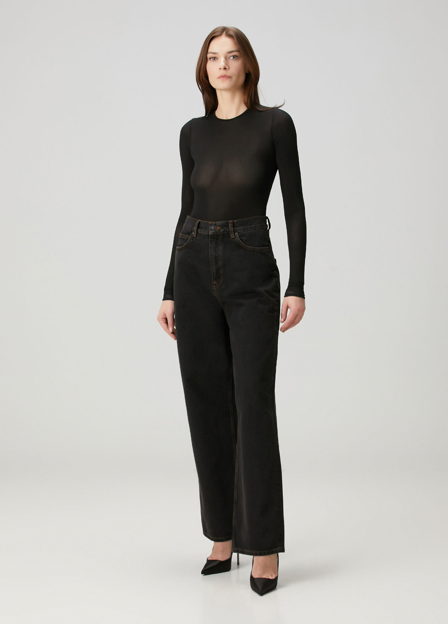 Oversize Fit Siyah Jean Pantolon