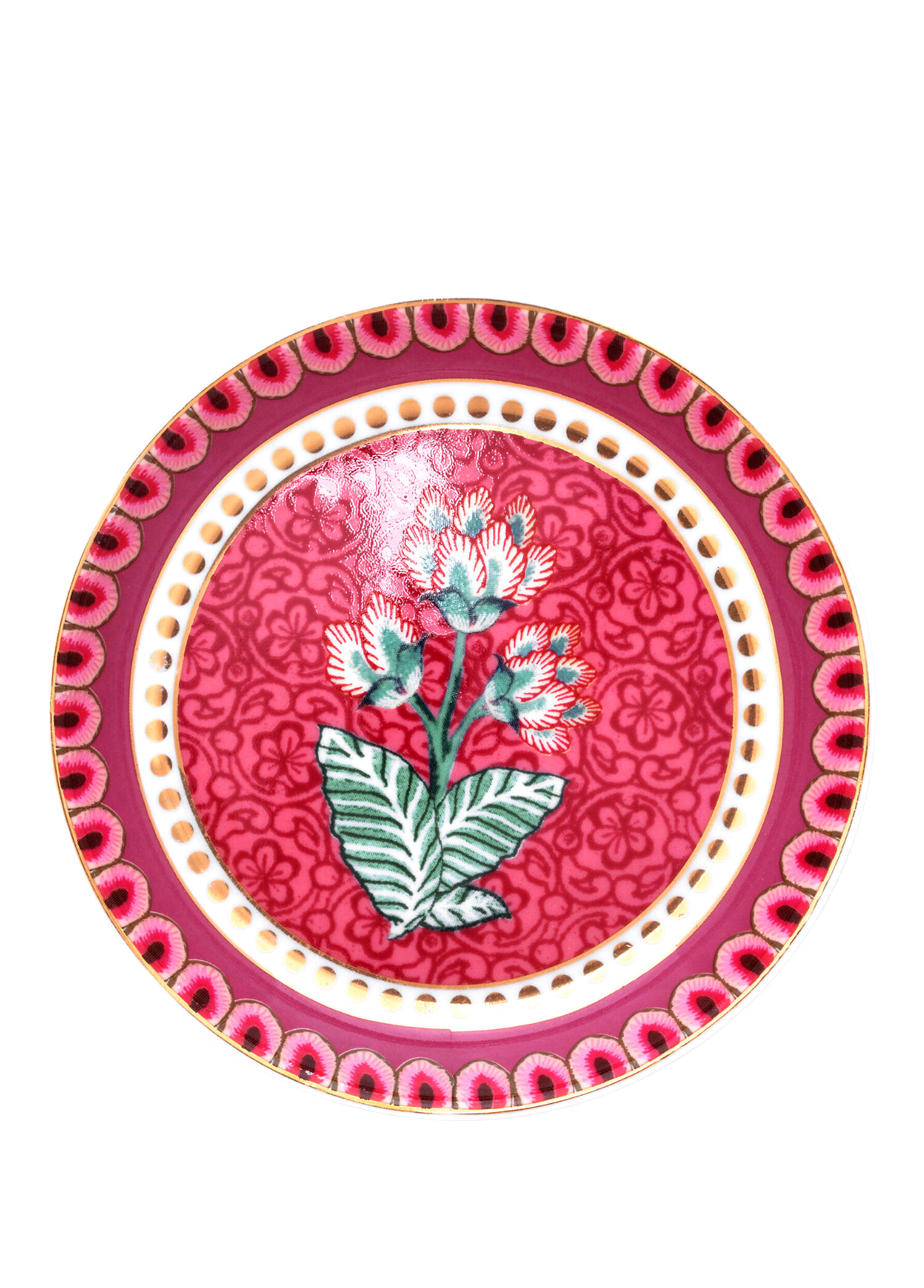 Flower Festival Kırmızı Porselen Çay Tabağı