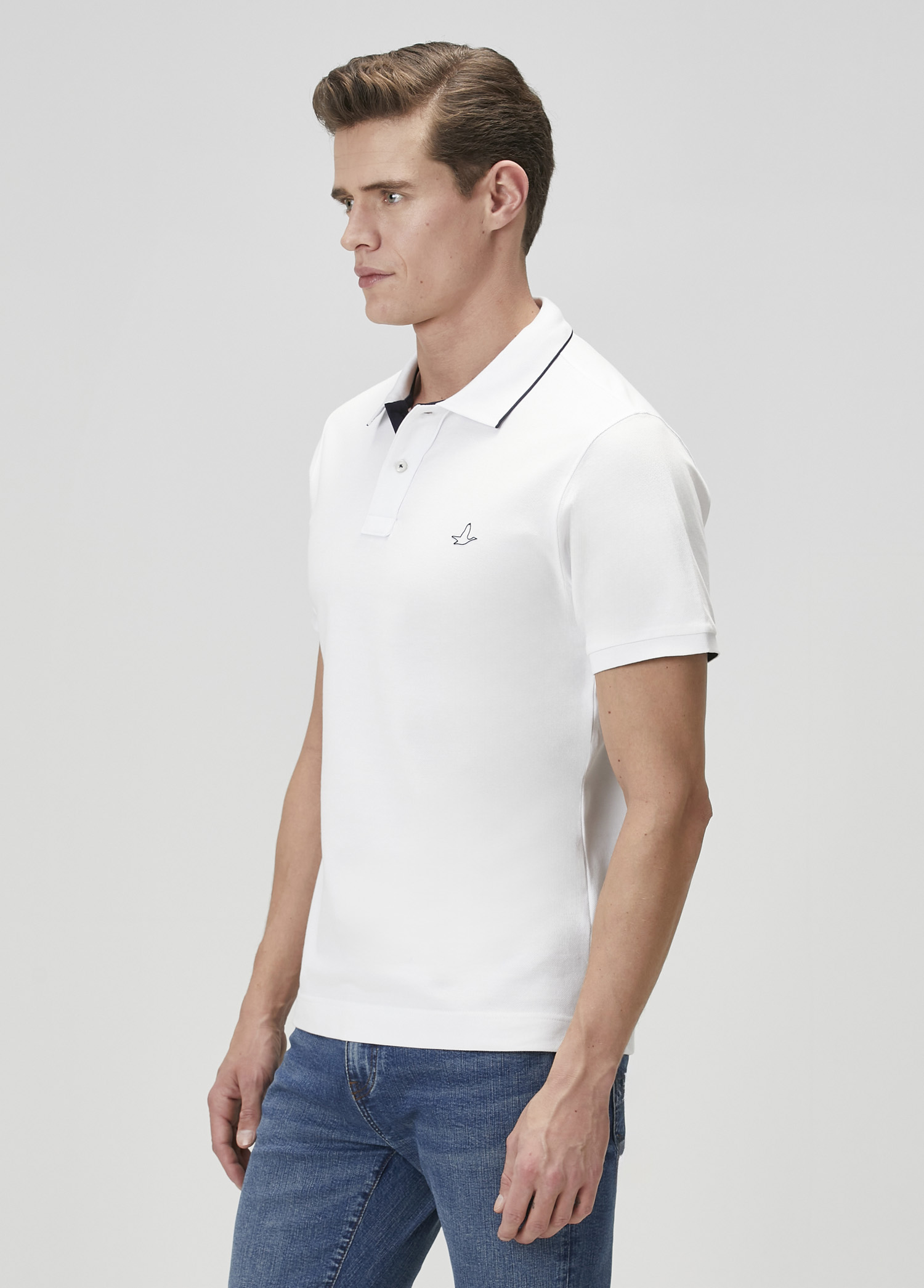 Slim Fit Beyaz Polo Yaka T-shirt_3