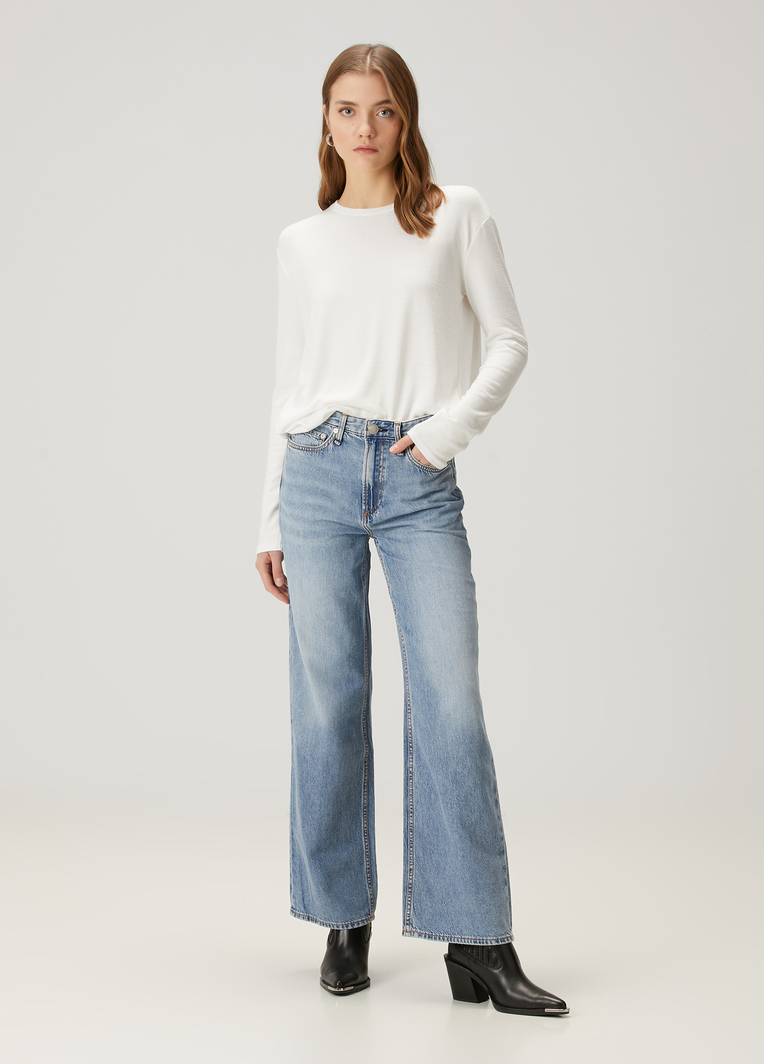 Featherweight Logan Mavi Wide Leg Jean Pantolon