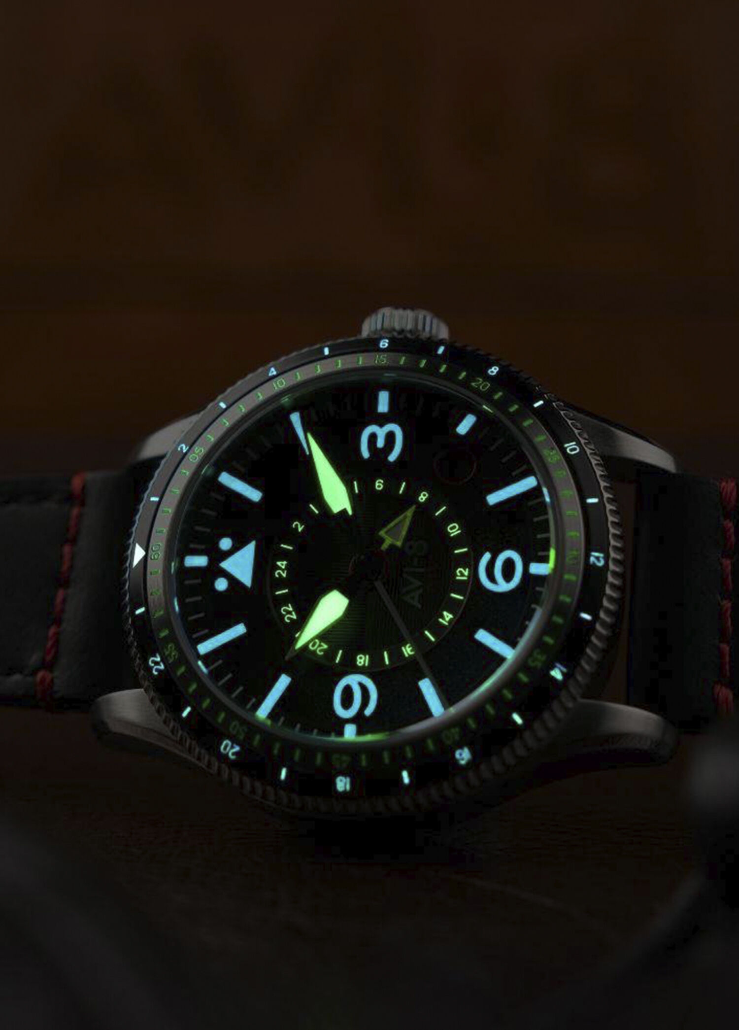 AVI-8 Siyah Erkek Flyboy Airmaster GMT AV-4128-01 Siyah Deri Erkek