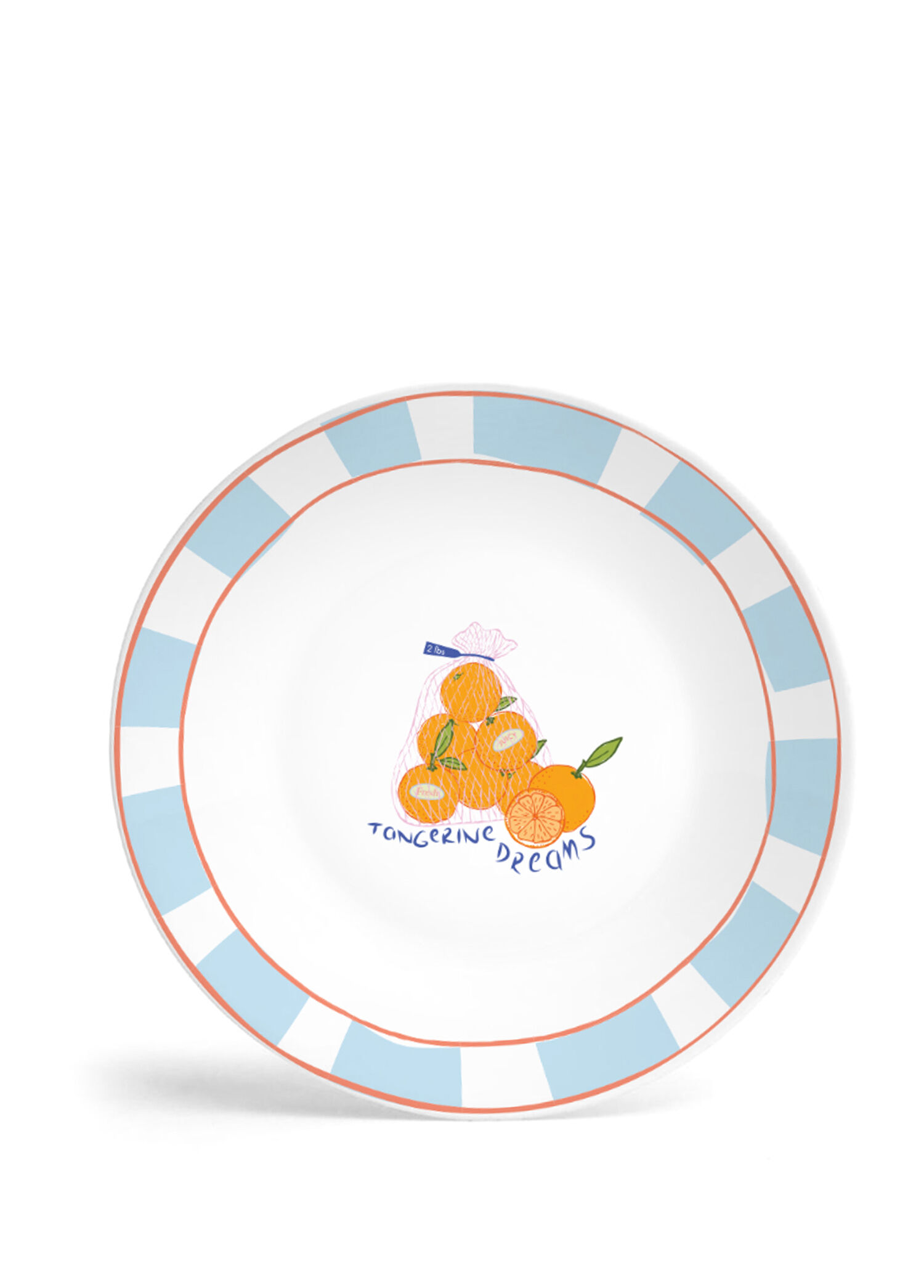 Bon App Collection Tangerine Mavi Beyaz Porselen Tatlı Tabağı 21 cm