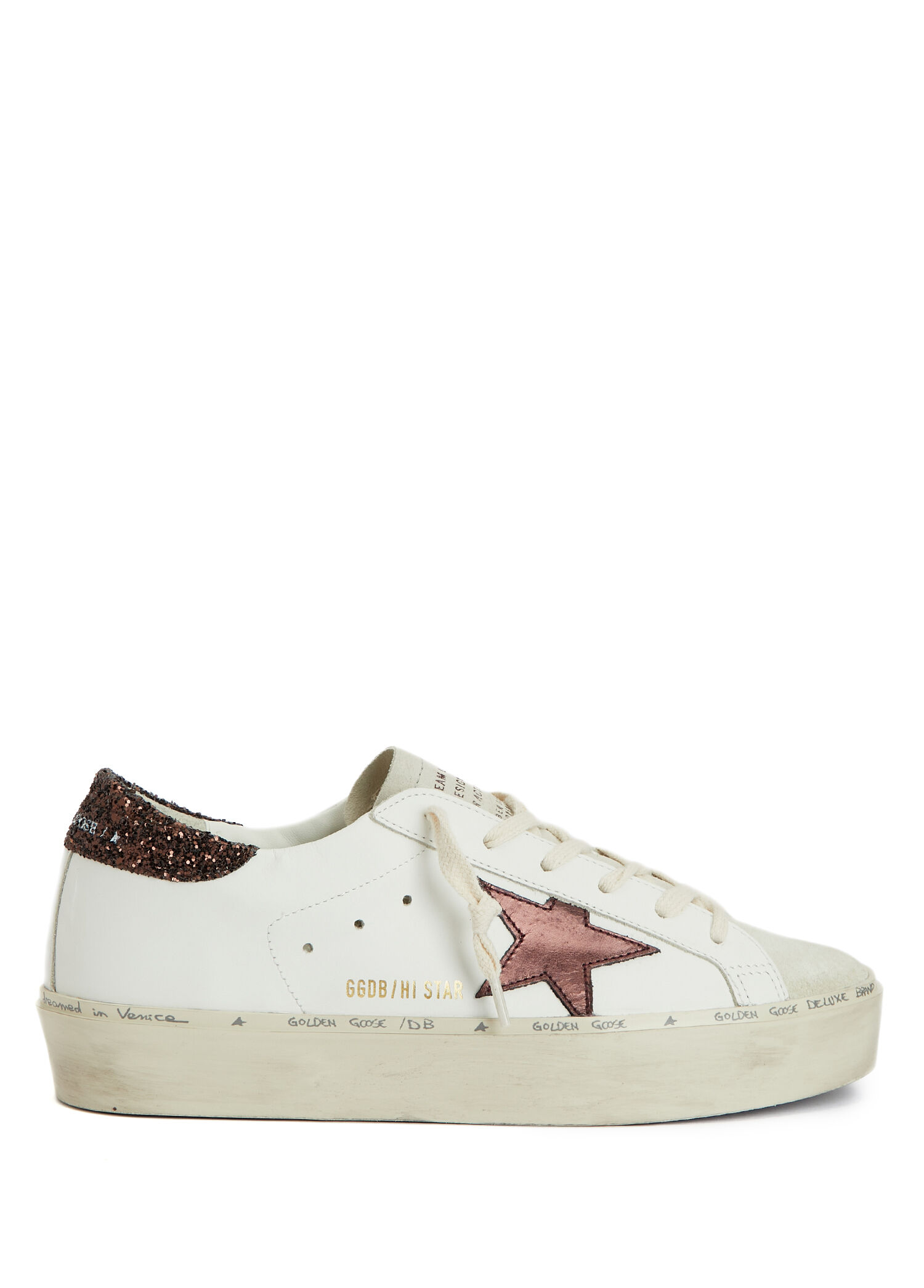 Golden Goose Beyaz-Bordo Kadın Hi Star Siyah Bordo Kadın Deri