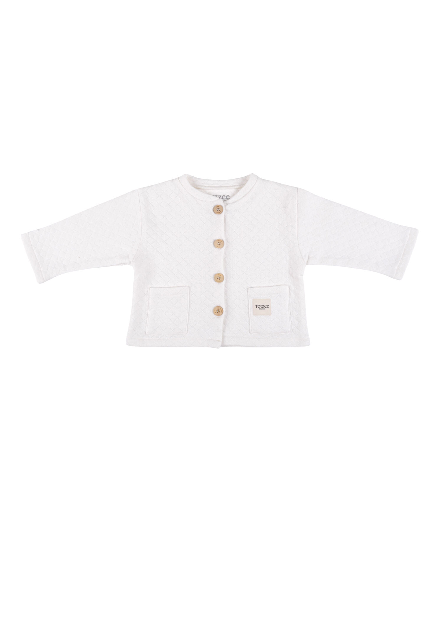 Ekru Kapitone Düğmeli Unisex Bebek Basic Ceket