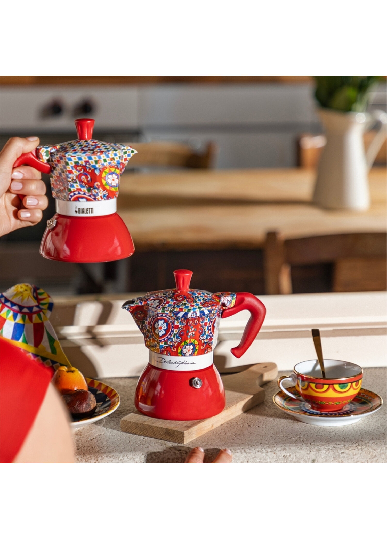 Bialetti - Dolce Gabbana Kırmızı Çelik İndüksiyon Taban 2 Cup Moka