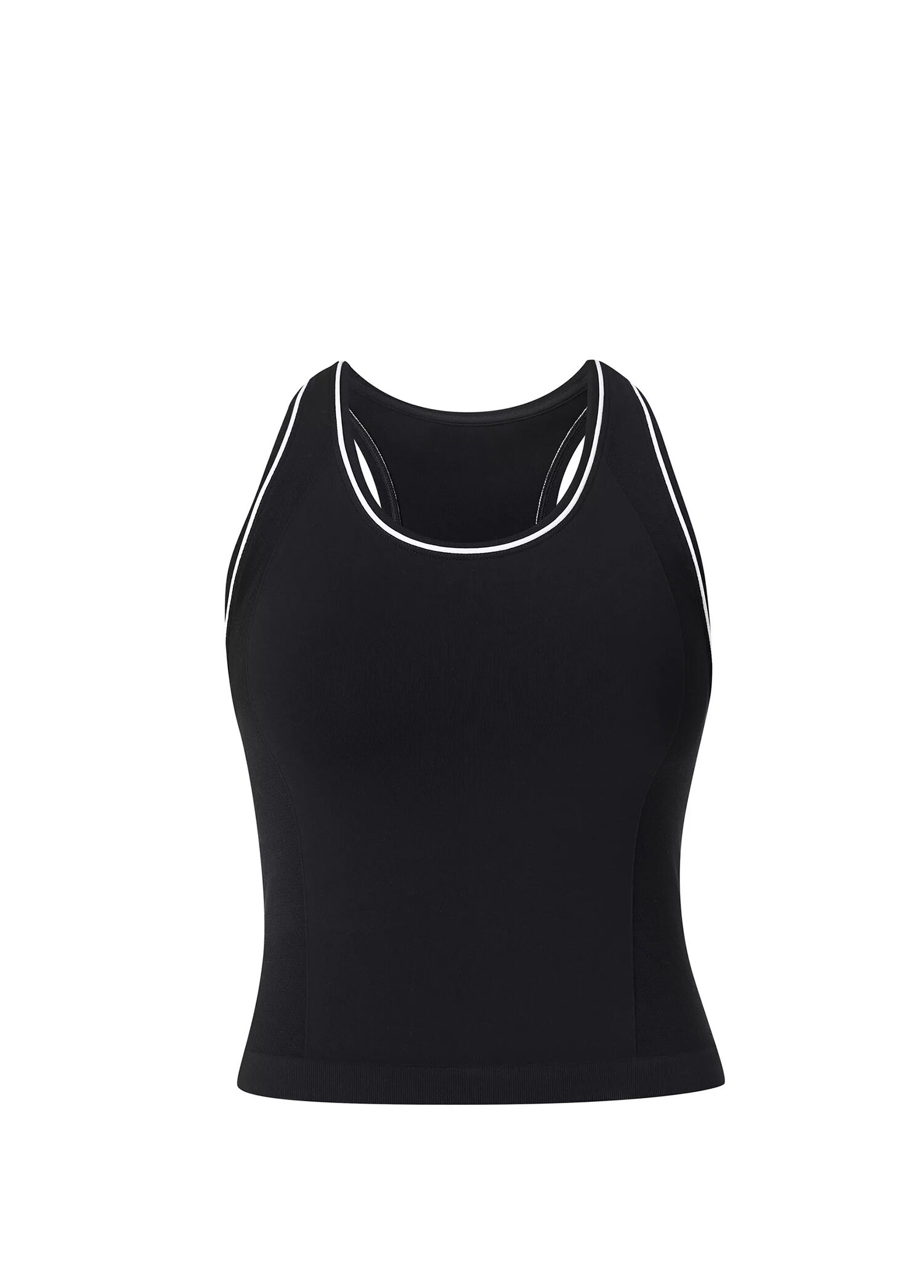 Athlete Crop Seamless Workout Siyah Askılı Kadın Koşu Tişörtü
