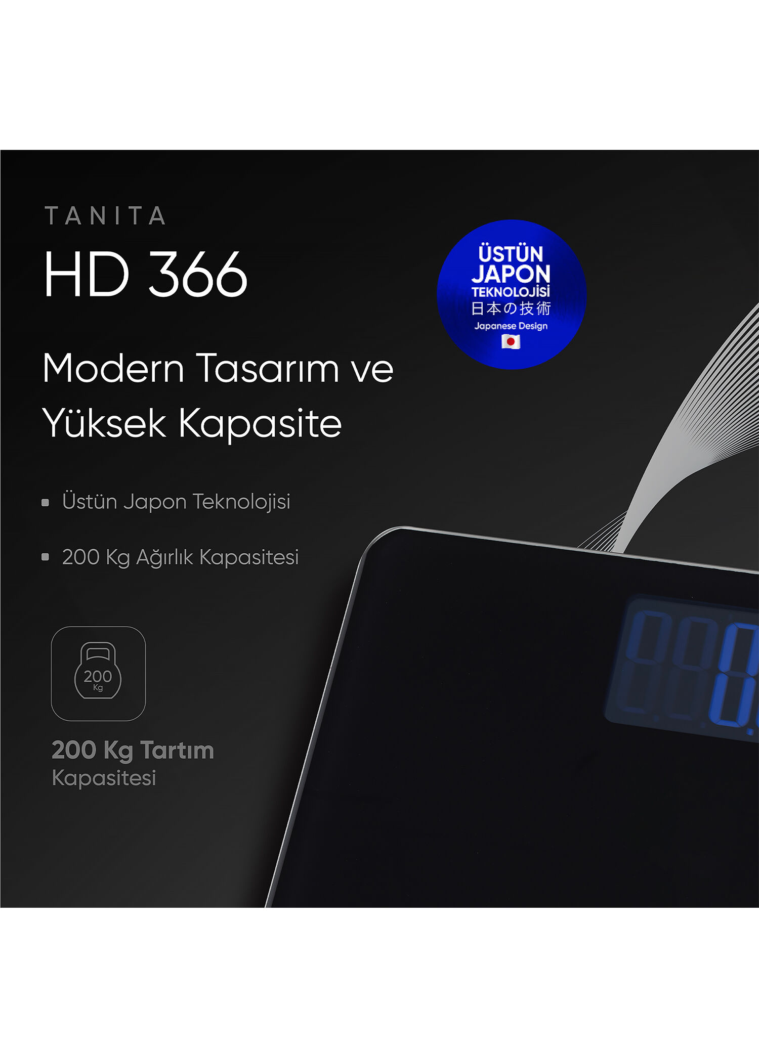Tanita - HD 366 200 kg Yüksek Kapasiteli Dijital Tartı - Siyah