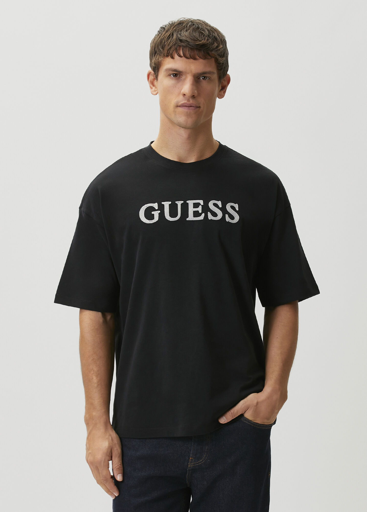 P Guess Chris Oversize Black Logo T Shirt