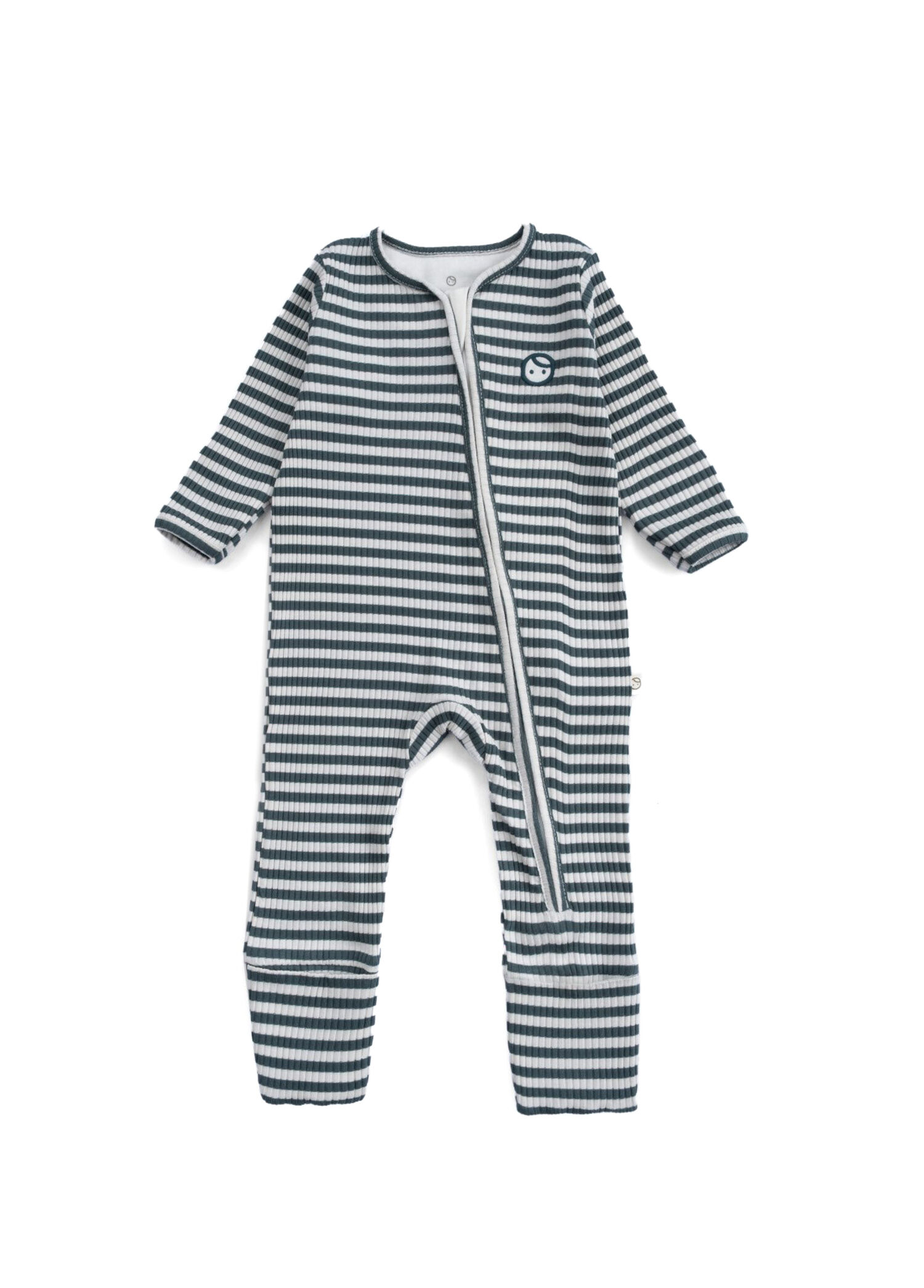 Yeşil Kendinden Eldivenli ve Patikli Kaşkorse Modal Fermuarlu Unisex Bebek Tulum