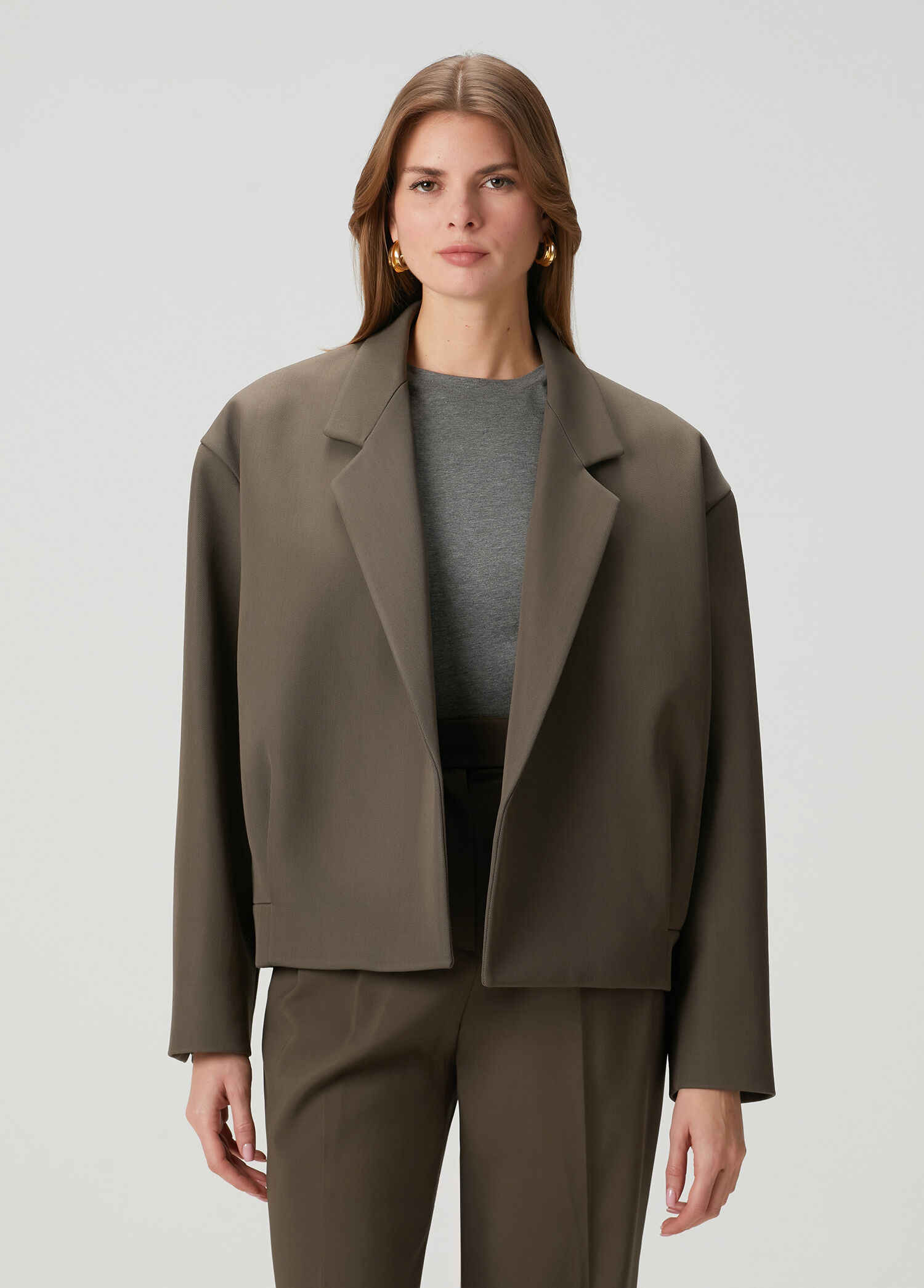 Kahverengi Yün Blazer