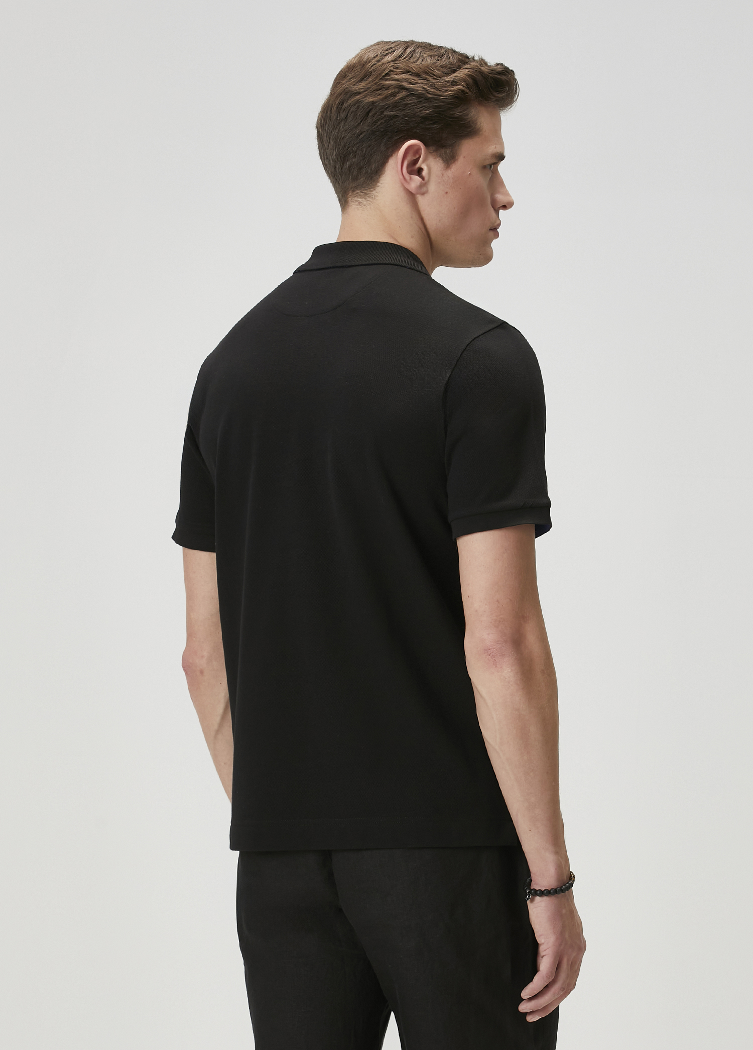 Comfort Fit Siyah Polo Yaka T-shirt_4