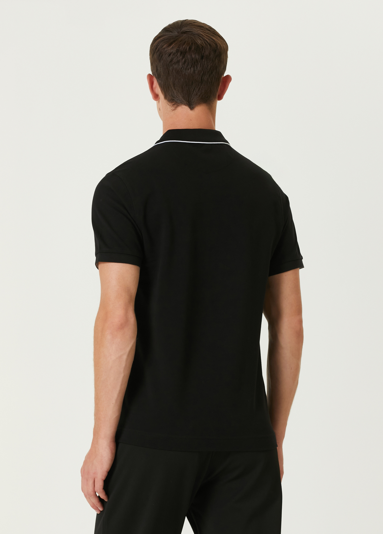 Slim Fit Siyah Polo Yaka T-shirt_4