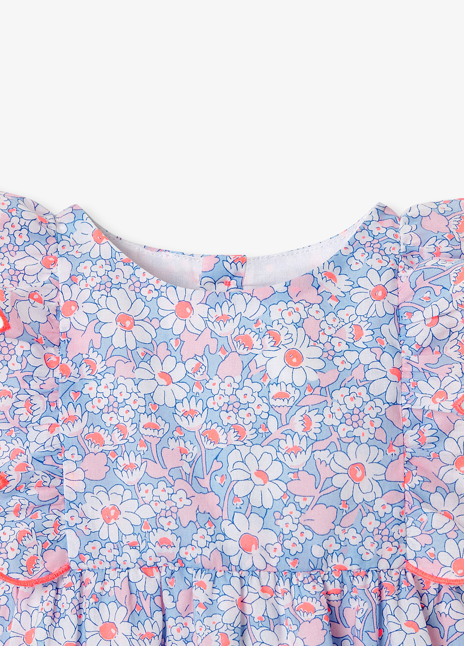 Jacadi Paris Çiçek Desenli Pamuklu Kız Bebek Kısa Tulum