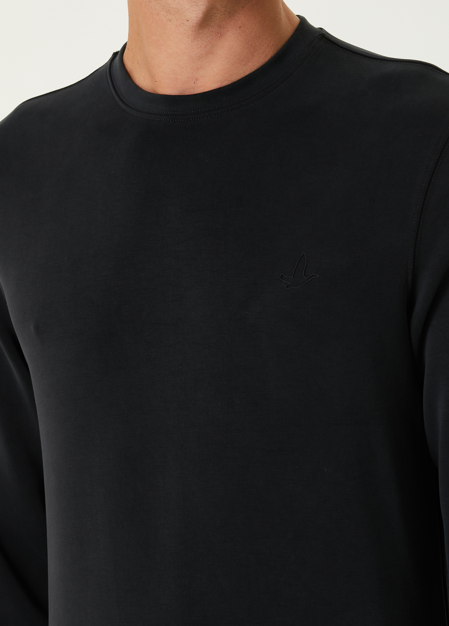 Siyah Logo Detaylı Sweatshirt_5