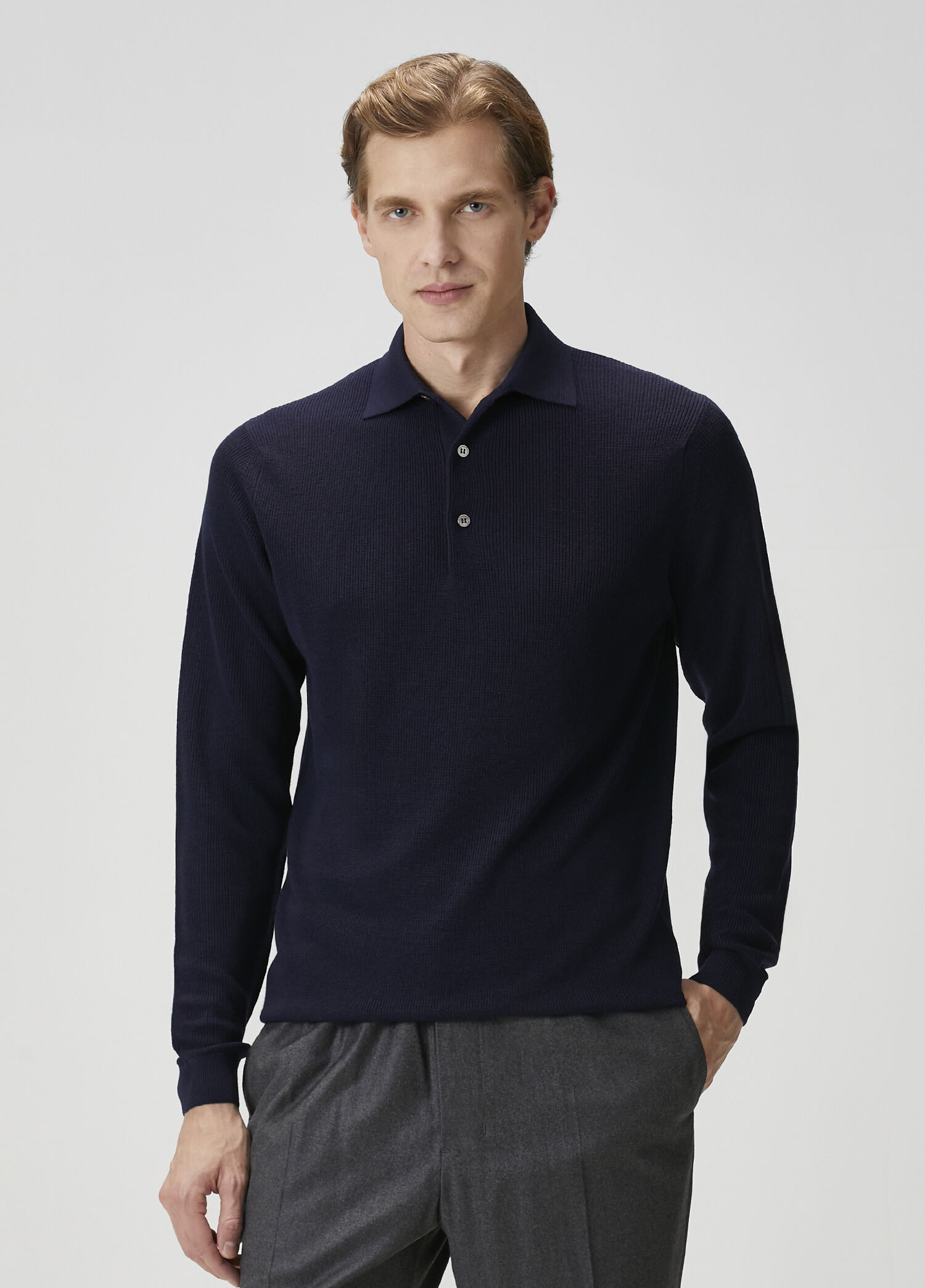 Lacivert Polo yün Triko