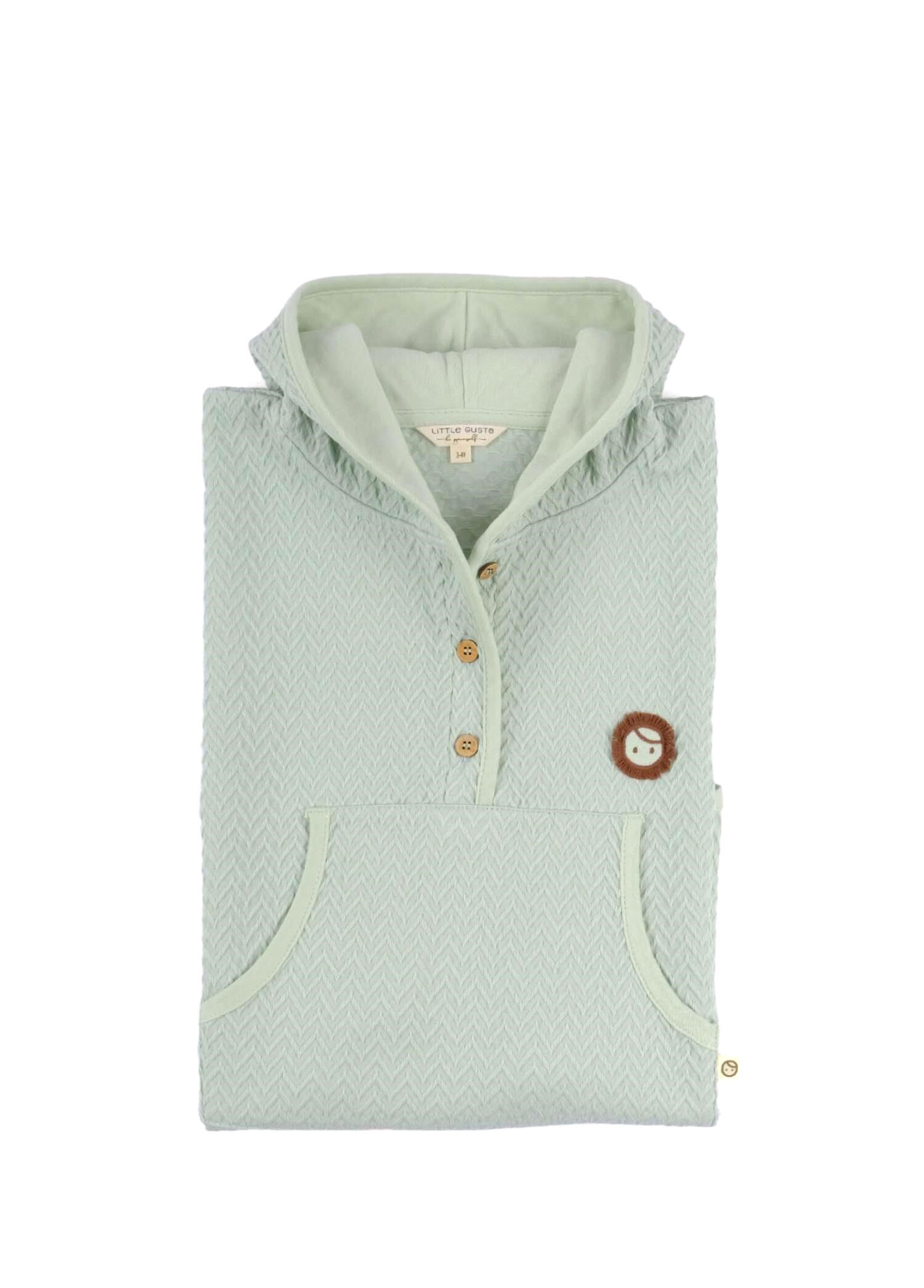 Yeşil Organik Pamuk Jakarlı Unisex Bebek Çocuk Panço Bornoz