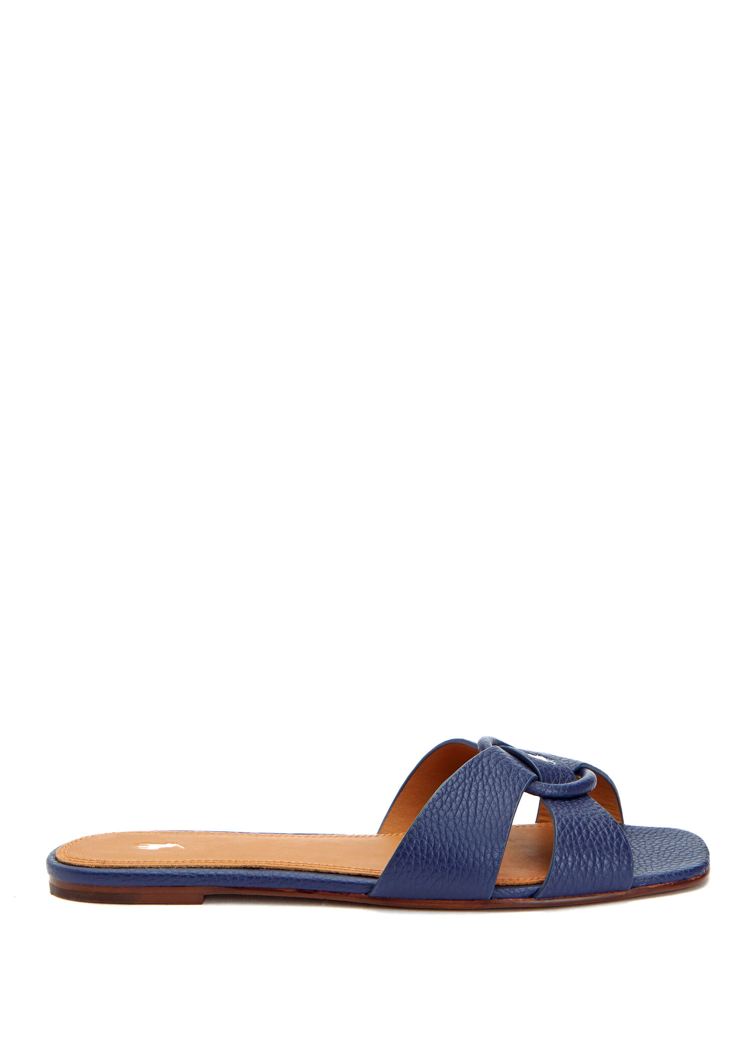 Navy Blue Women's Leather Slippers