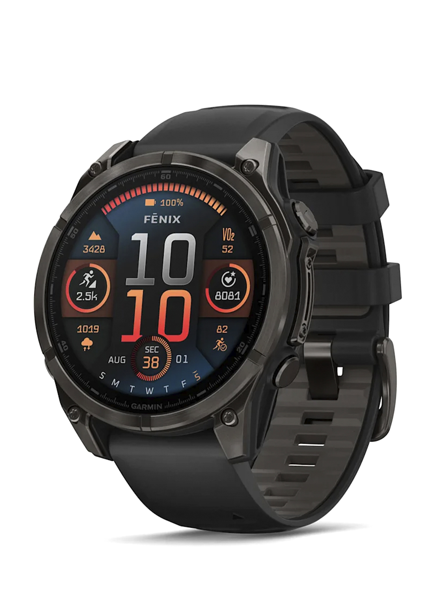 Fenix 8 Amoled Sapphire Karbon Gri DLC Titanyum 47mm Siyah/Gri Kayışlı Akıllı Saat