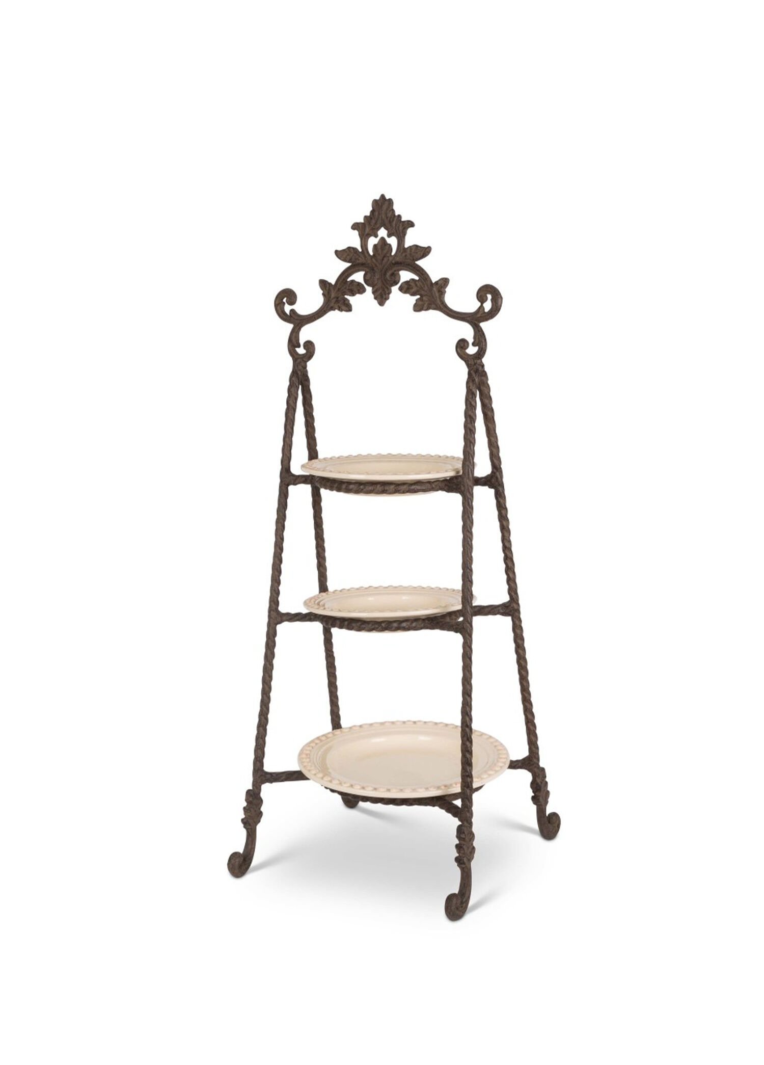 Acanthus 3-Tier Server Krem Seramik 3 Katlı Sunumluk