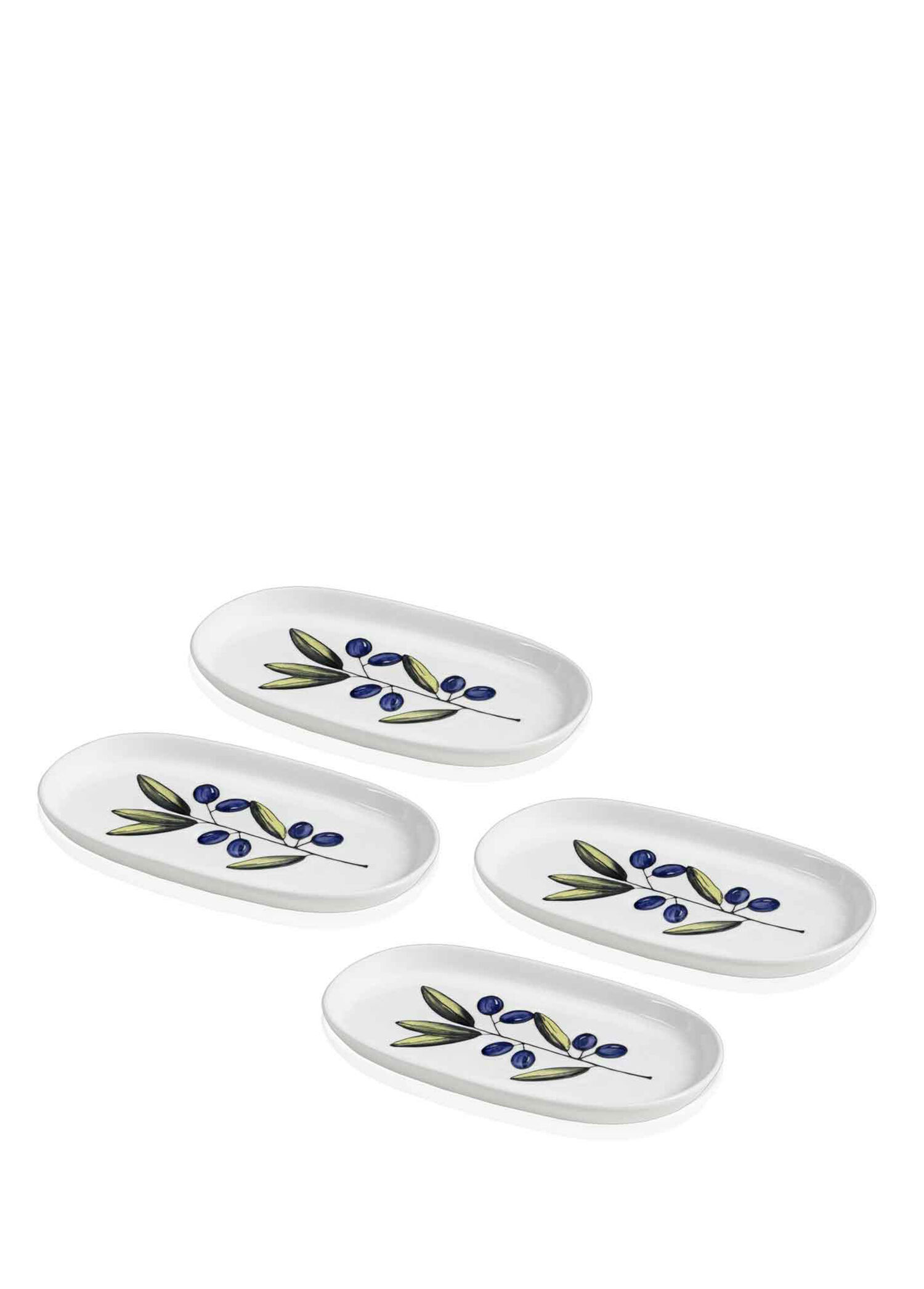 Olivos Desenli Seramik Oval 4'lü Servis Tabağı Seti 21 cm