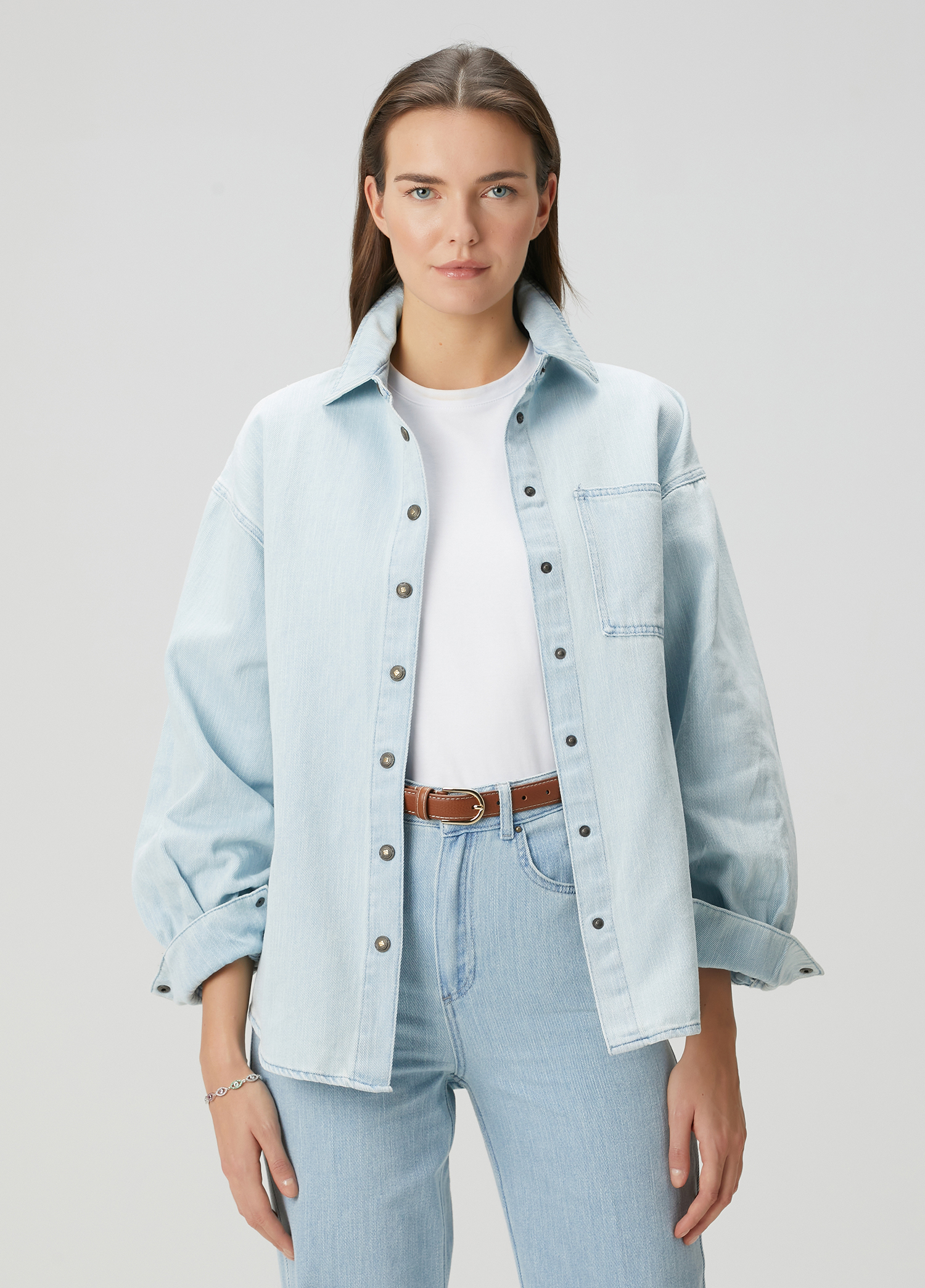 Oversize Mavi Denim Gömlek