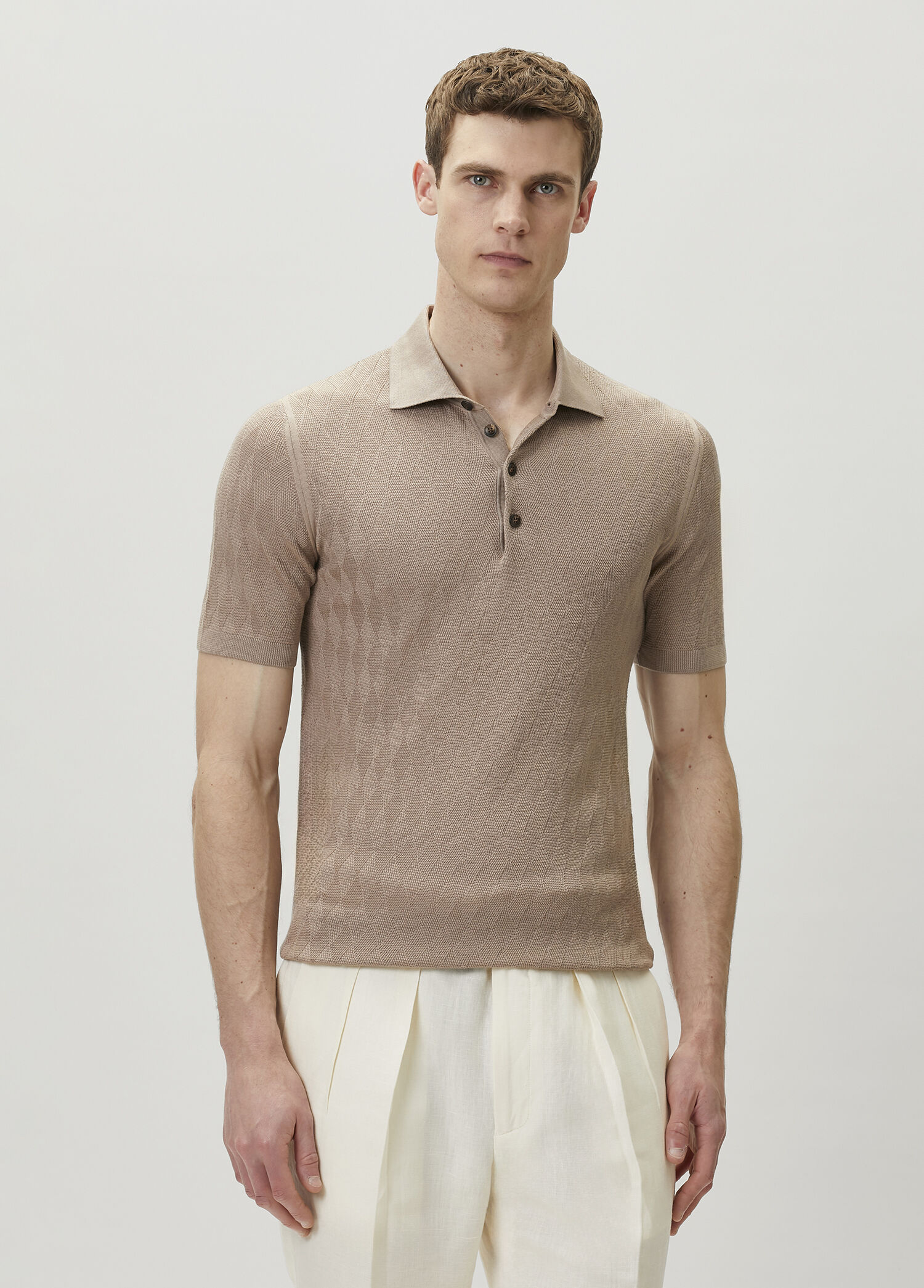Kahverengi Desenli Polo T-shirt