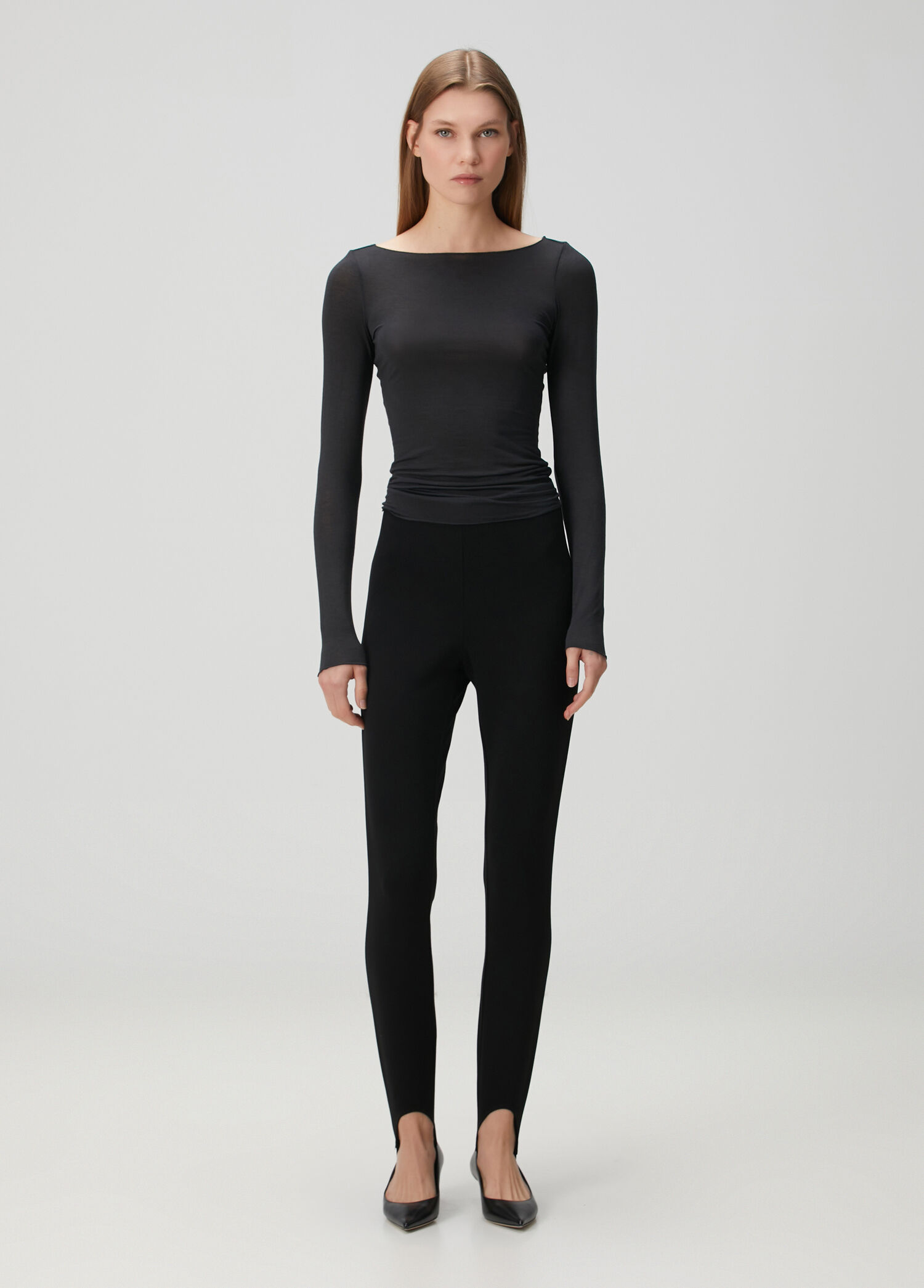 High Waist Stirrup Siyah Tayt
