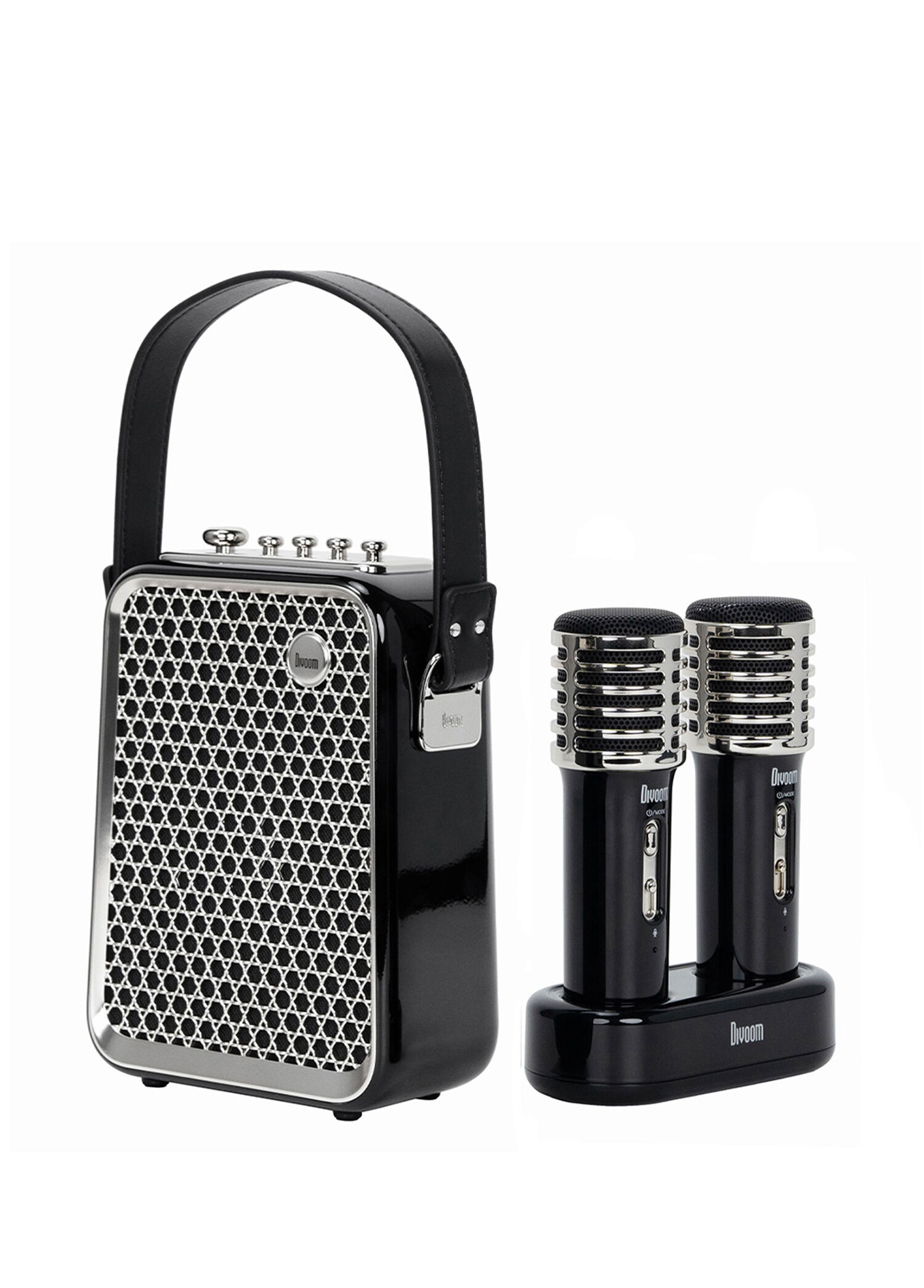 SongBird-HQ Siyah Çift Karaoke Mikrofonlu Bluetooth Hoparlör