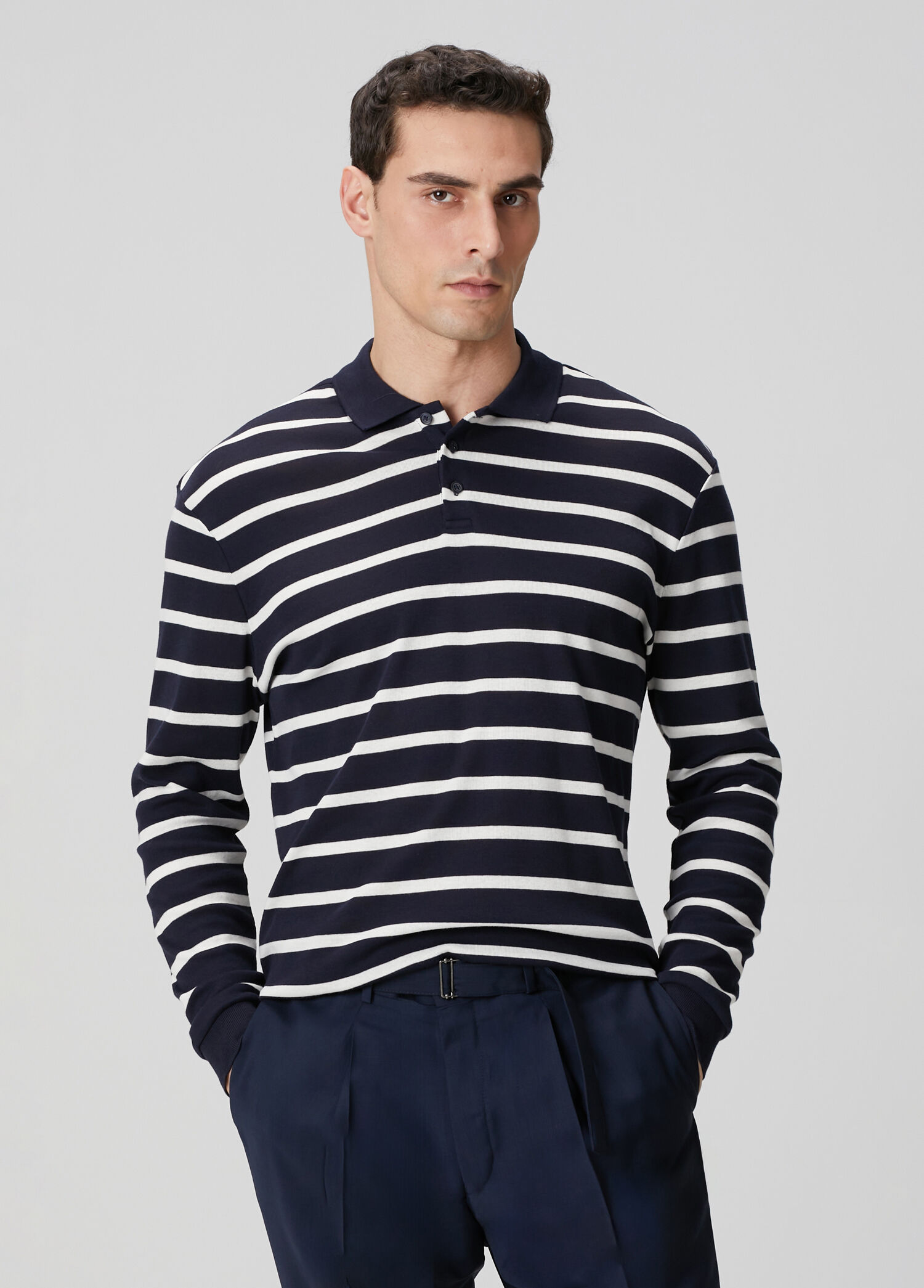 Lacivert Beyaz Çizgili Sweatshirt