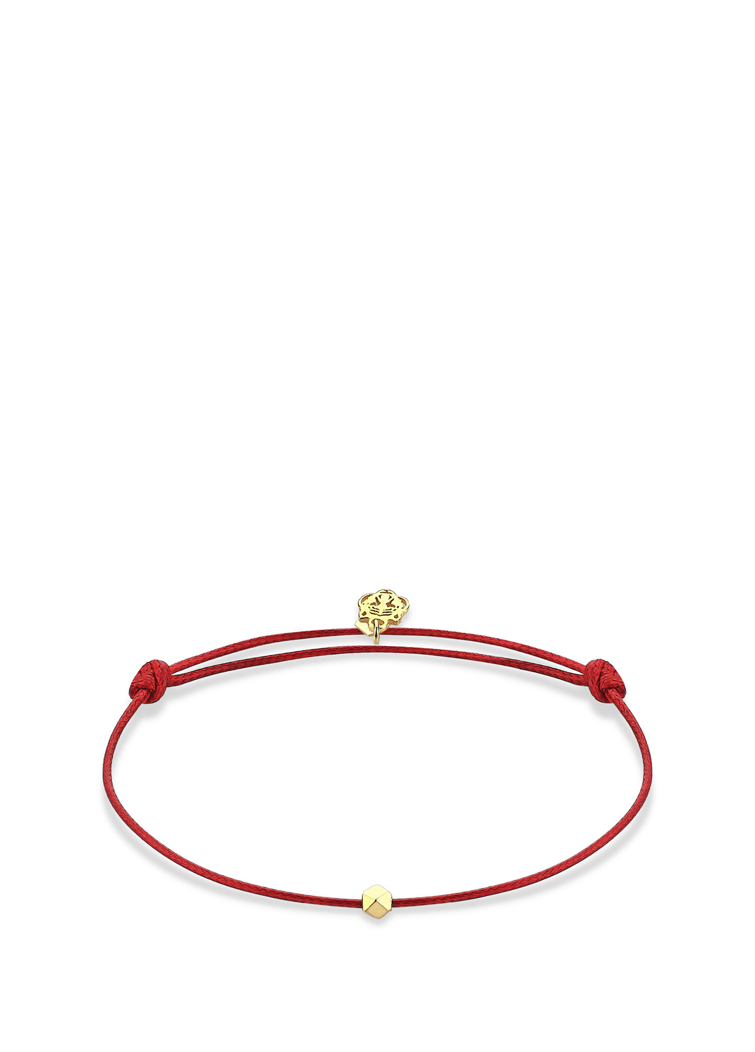 Kaplan Charm Kırmızı 14 Ayar Altın Unisex İp Bileklik
