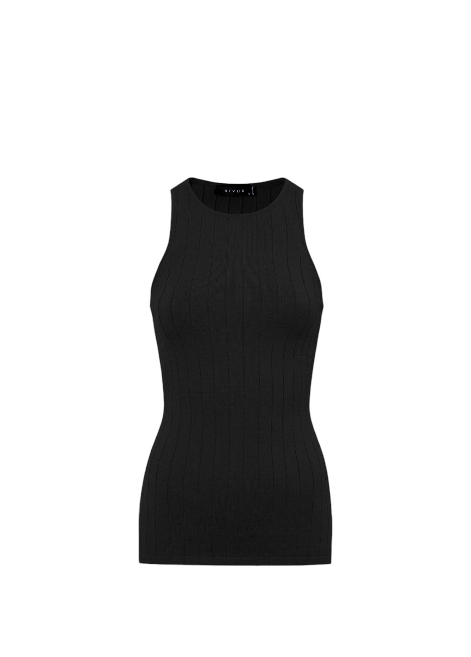 Siyah Halter Yaka Sıfır Kollu Kadın Örme Bluz