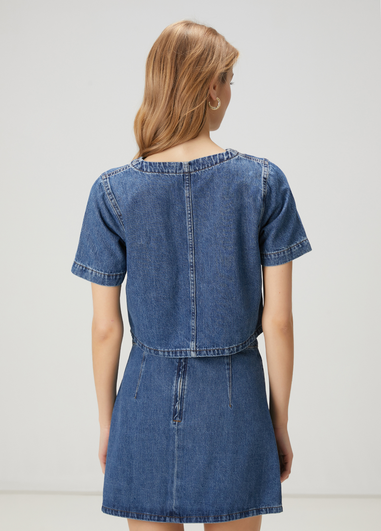 Mavi Kısa Kol Denim Ceket_4