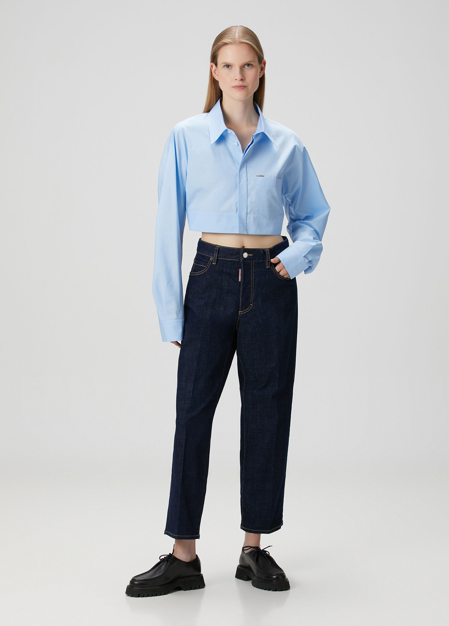 Lacivert Straight Leg Jean Pantolon