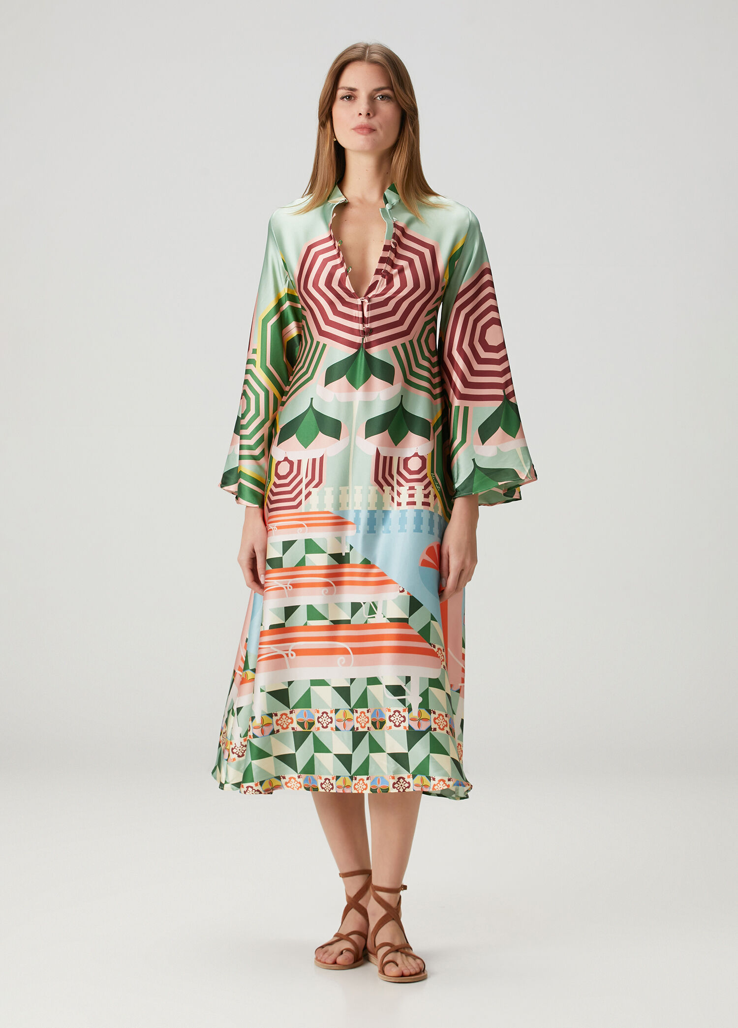 Jane Desenli İpek Kaftan