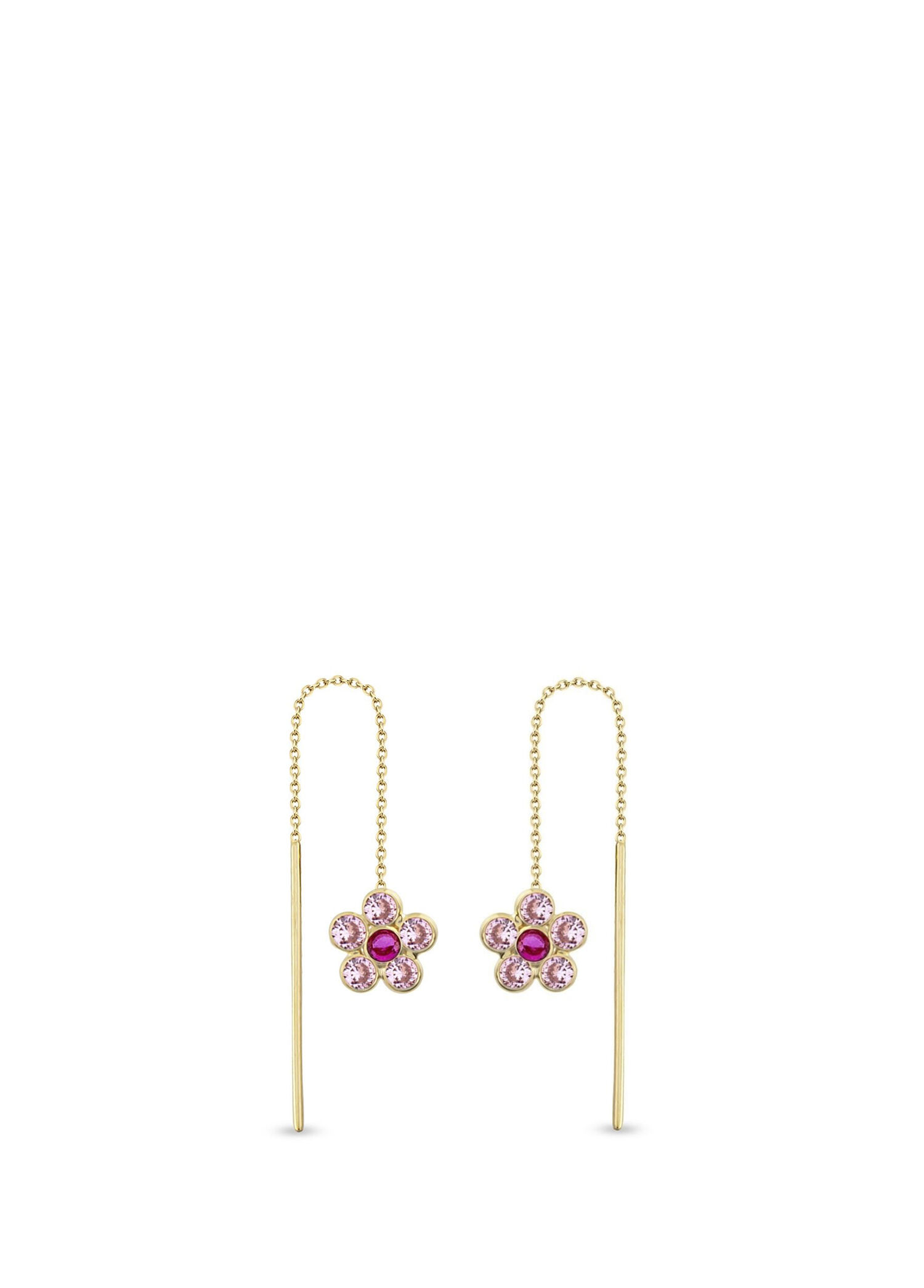 Pink Daisy 14 Ayar Altın Kadın Küpe