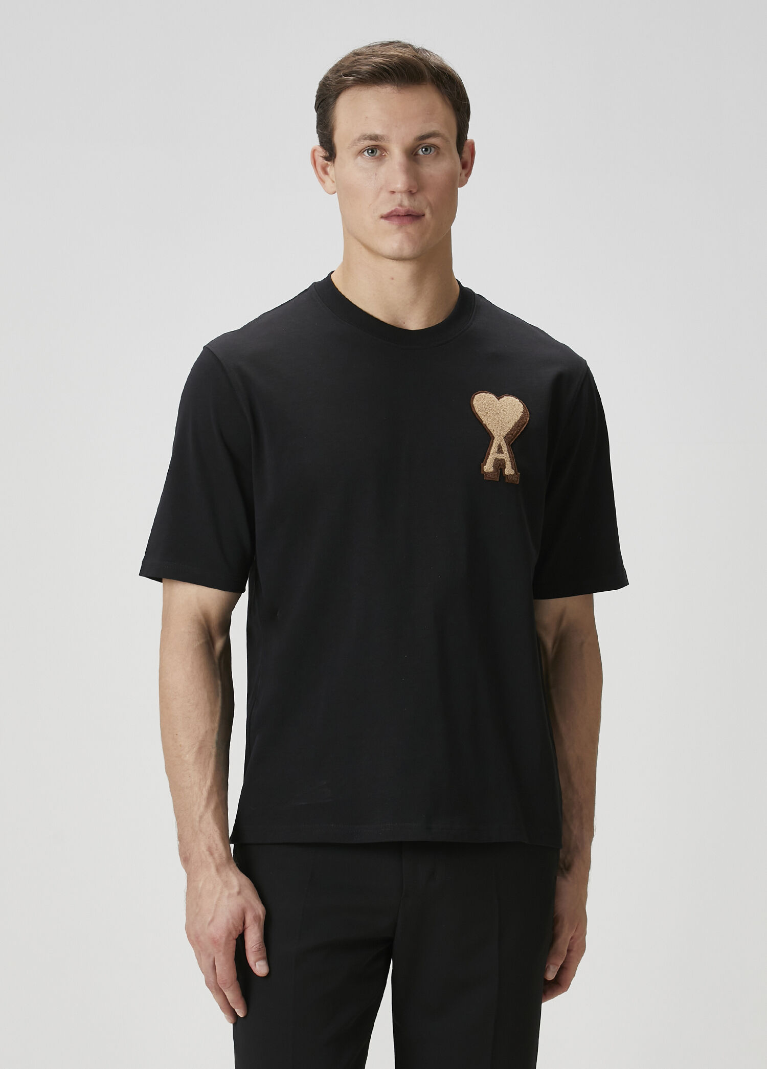 Ami Paris - Siyah Logo Nakışlı T-shirt - Siyah