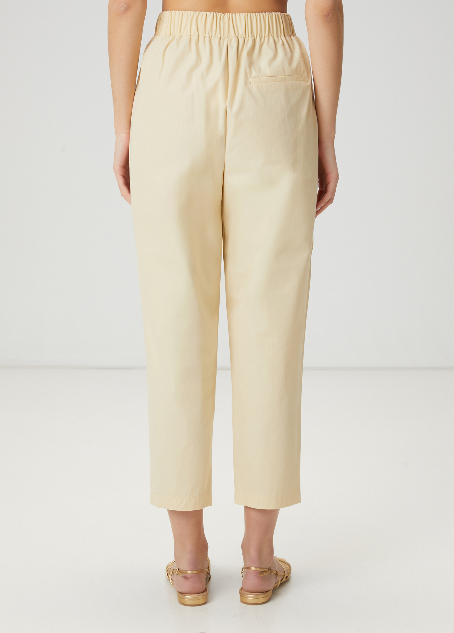 Krem Pileli Poplin Pantolon_3