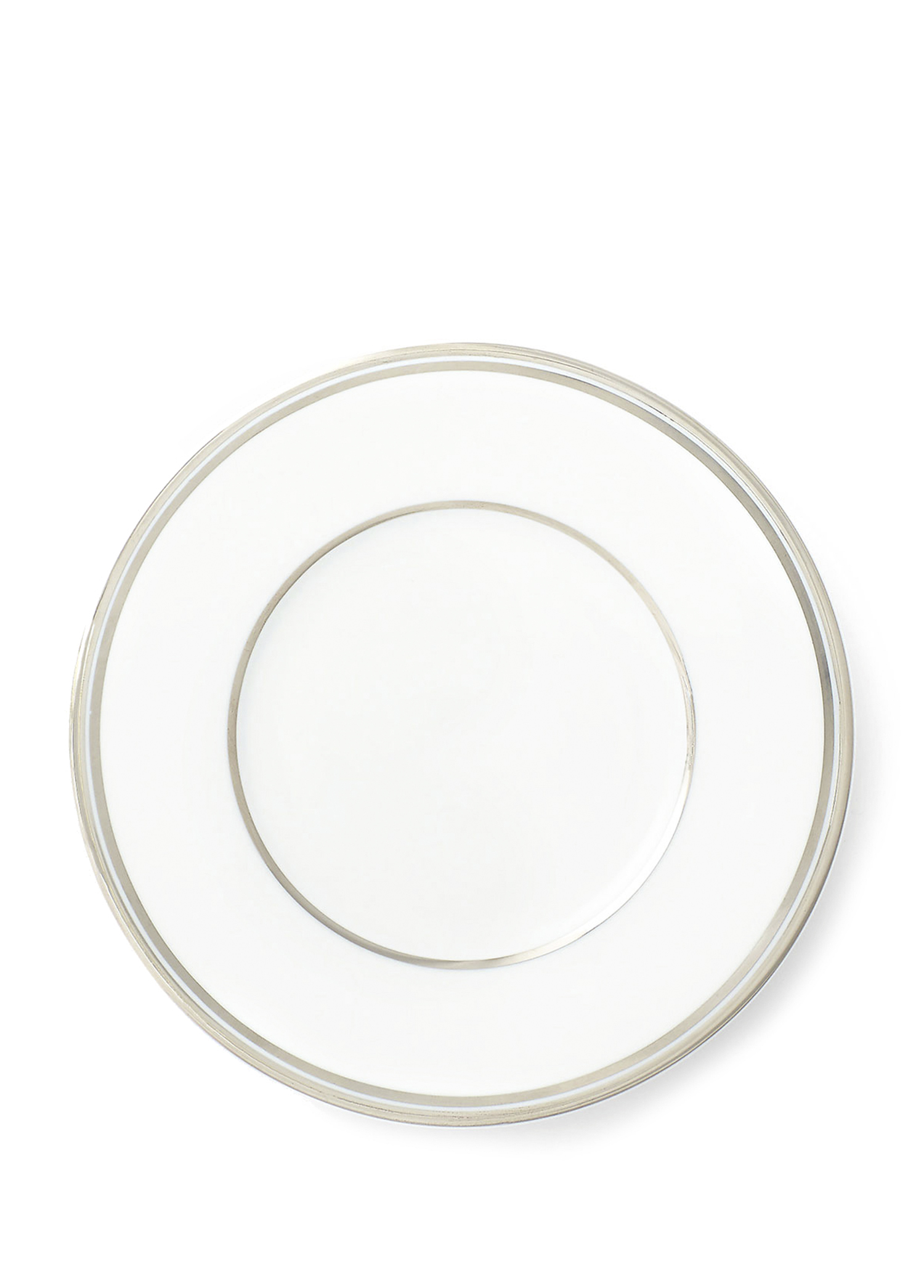 Ralph Lauren Home Wilshire White Silver Round Shaped Dinner Plate