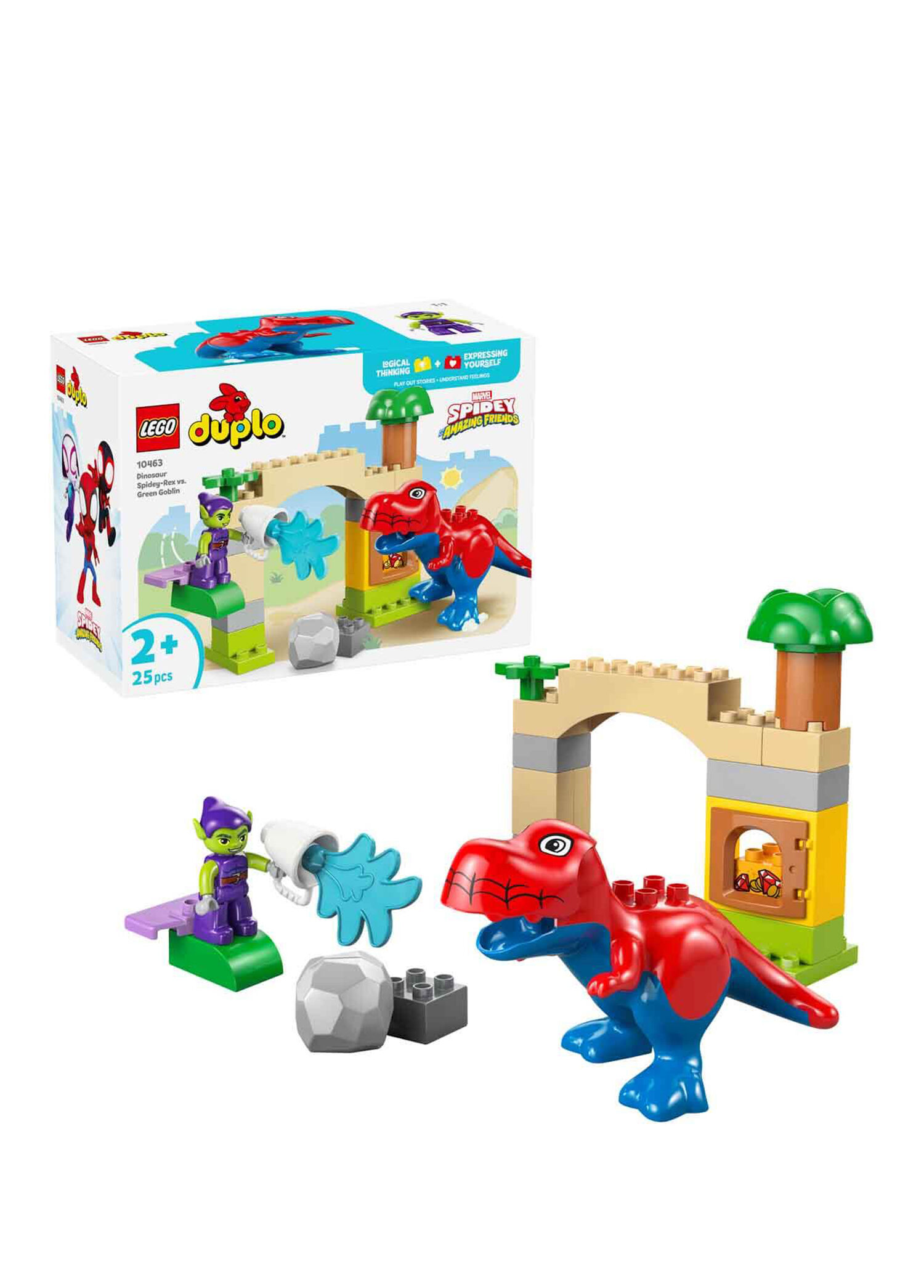 Duplo Marvel Dinozor Spidey-Rex Yeşil Goblin’e Karşı 25 Parça 2+ Yaş Yapı Oyuncağı 10463