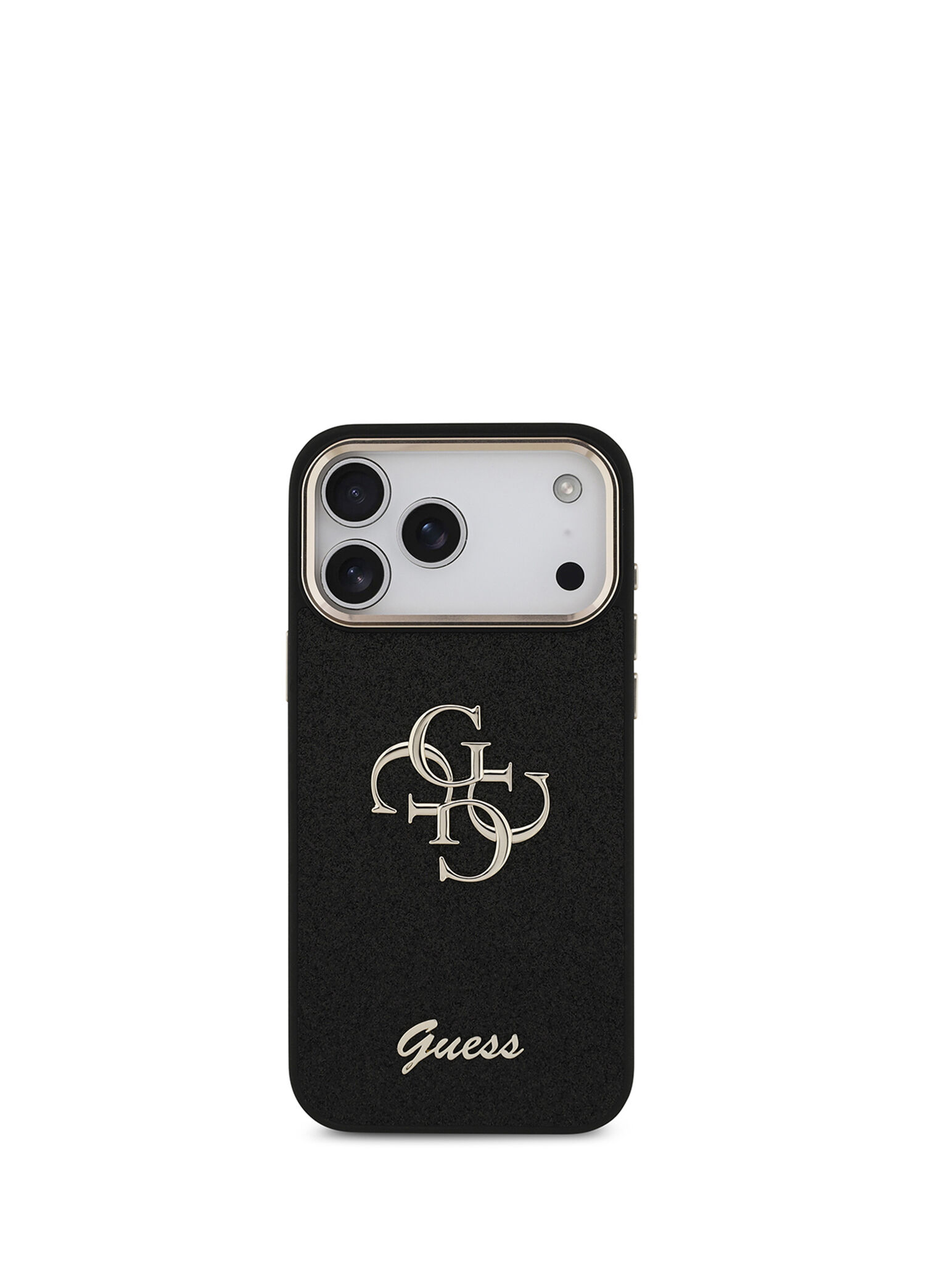 iPhone 17 Pro Max 4G Glitter Büyük Metal Kamera Çerçeveli Magsafe Uyumlu Siyah Telefon Kılıfı