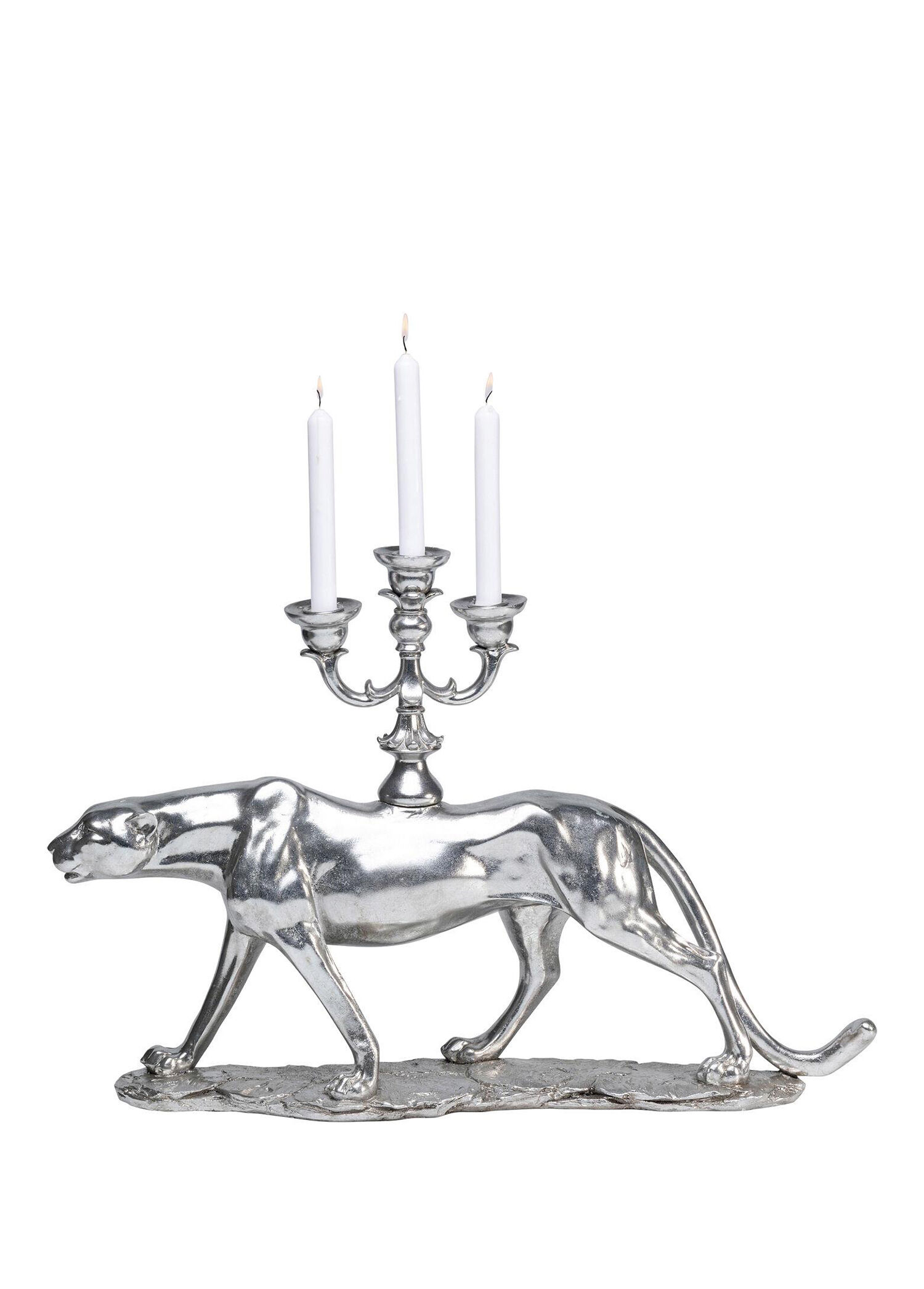 Candlestick Gümüş Leopar Şamdan