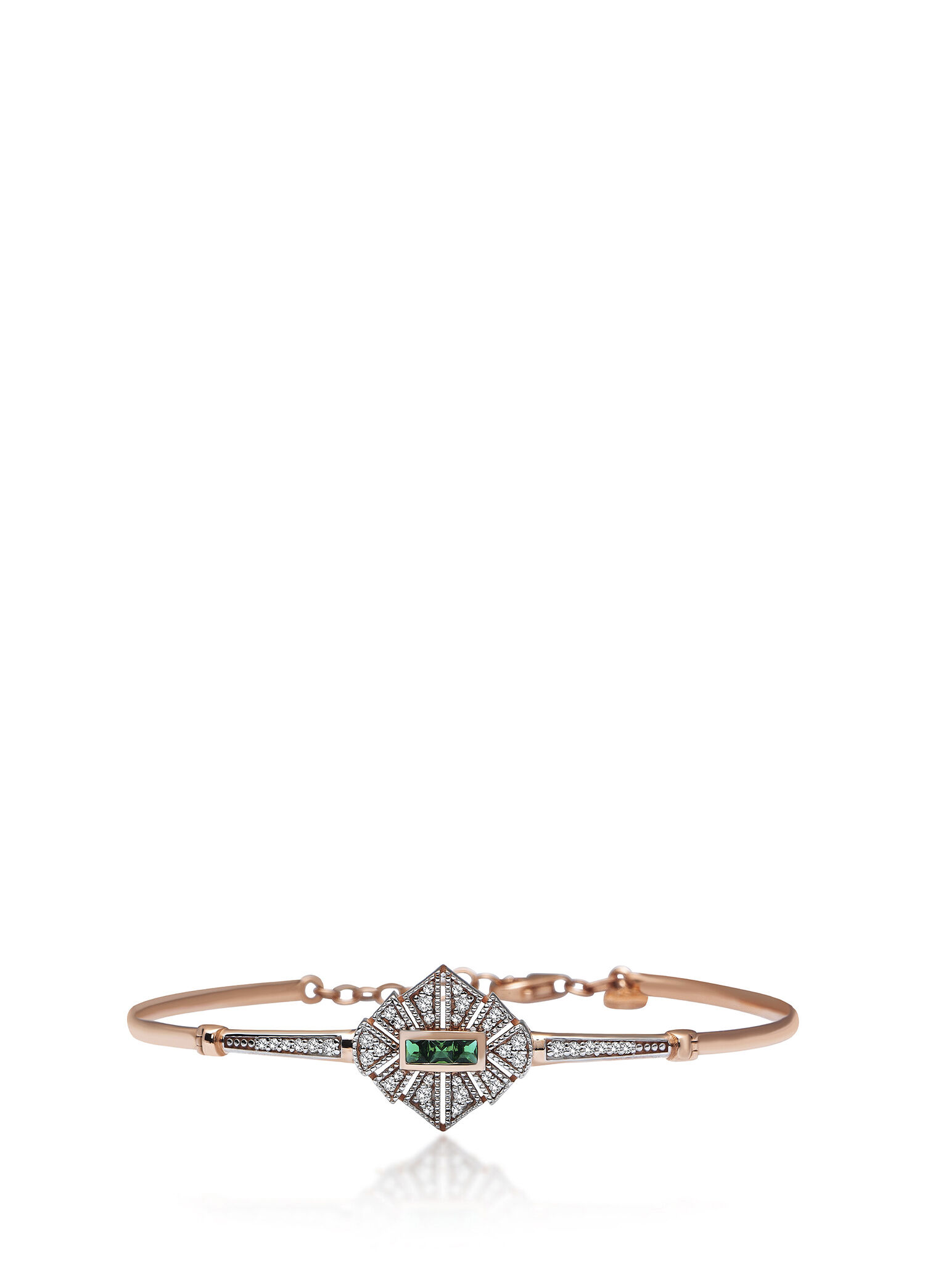 Gotham Green Bracelet Pırlanta ve Zümrüt Taşlı 14 Ayar Pembe Altın Kadın Küpe