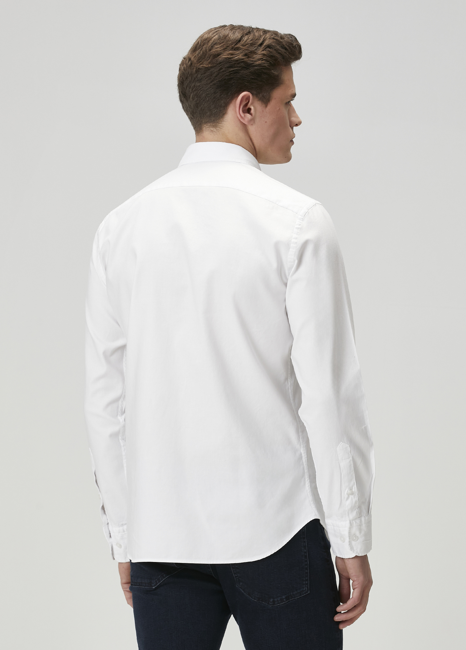 Slim Fit Beyaz Oxford Gömlek_5