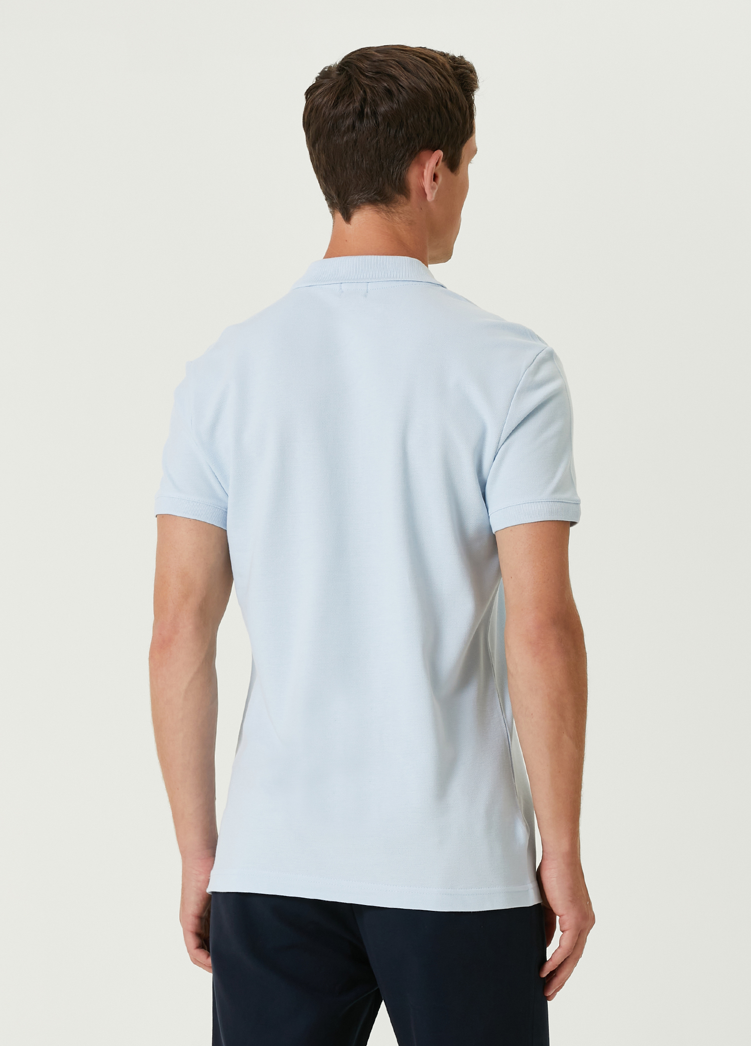 Slim Fit Açık Mavi Polo Yaka T-shirt_3