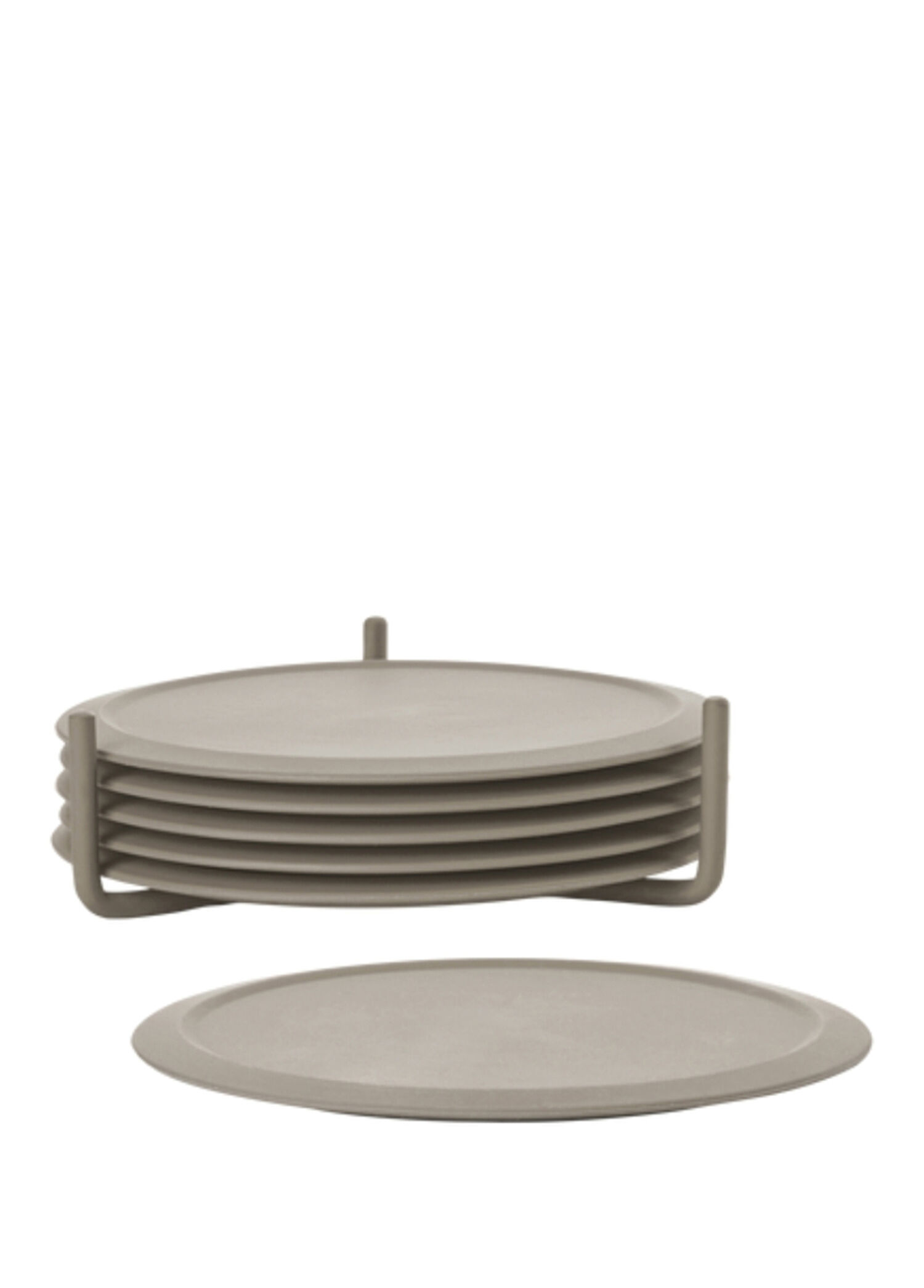 Singles Taupe Kahverengi Silikon Metal 6'lı Bardak Altlığı