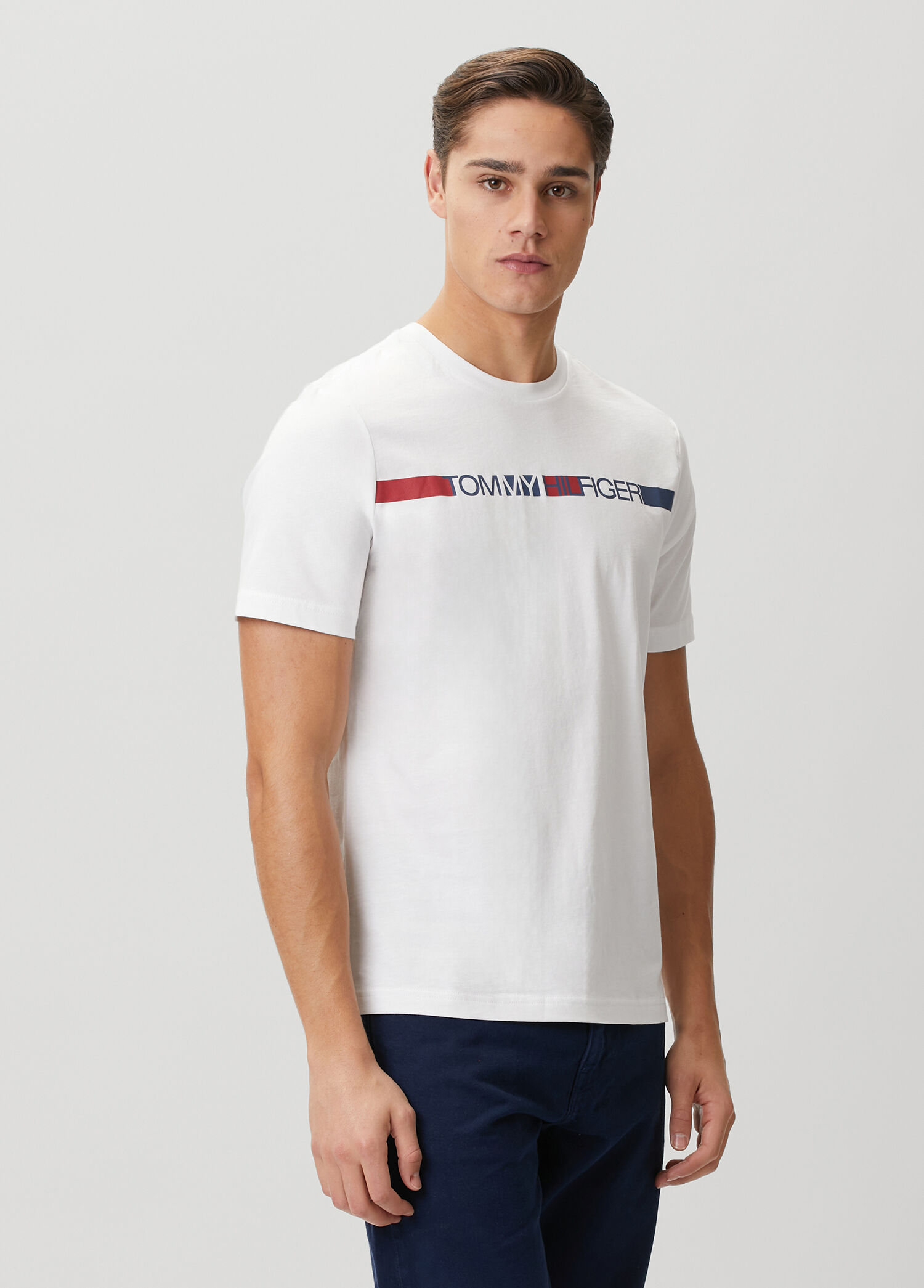 Brand Love Stripe Beyaz T-shirt
