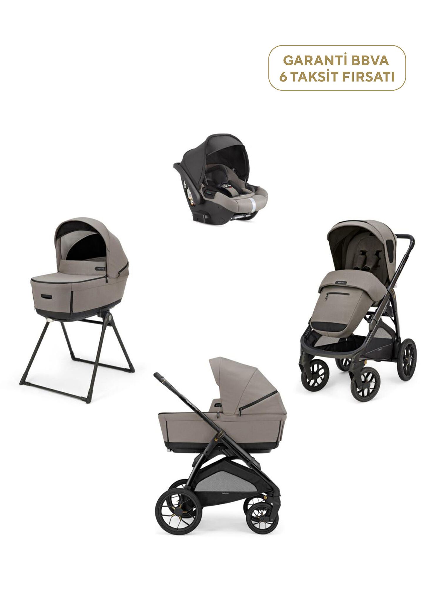 XT Glam Tundra Beige Stantlı 4'lü Seyahat Sistem Bebek Arabası