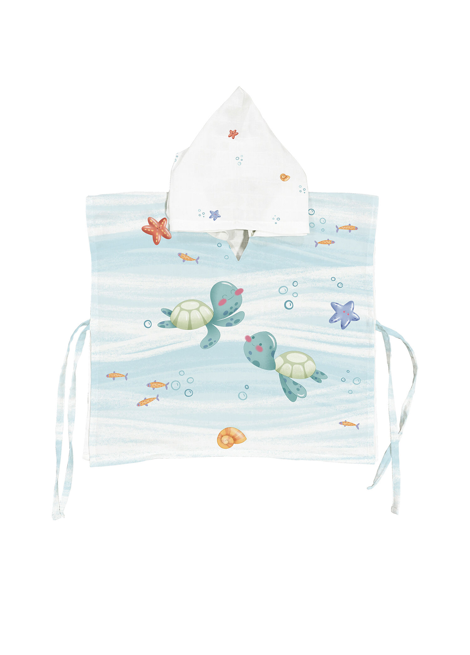 Atlantis Organik Pamuk Unisex Bebek Çocuk Müslin Panço Bornoz