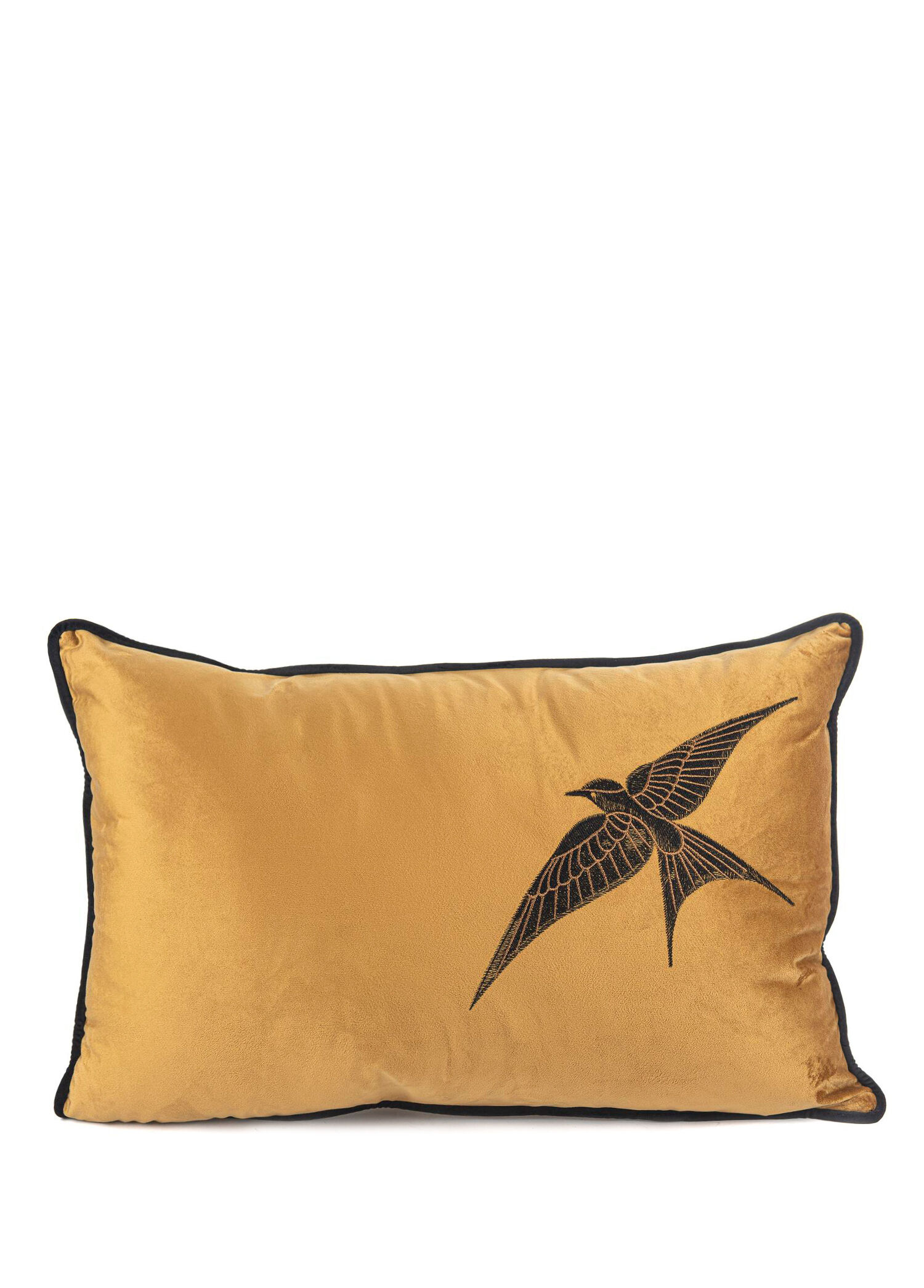 Isla Bronz Tek Kuş Kadife Yastık Kırlent 40x60 cm